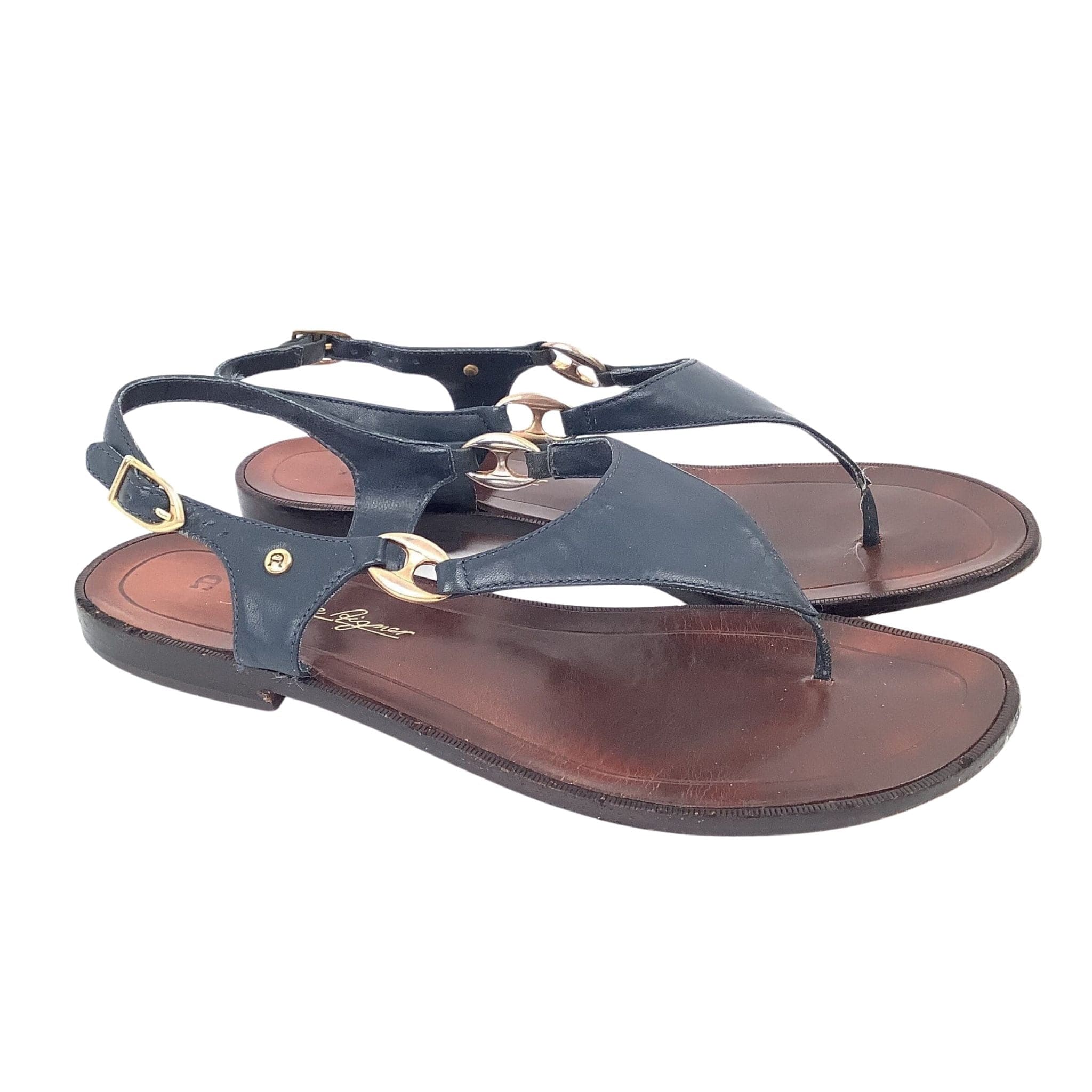 Aigner Flat Navy Sandals