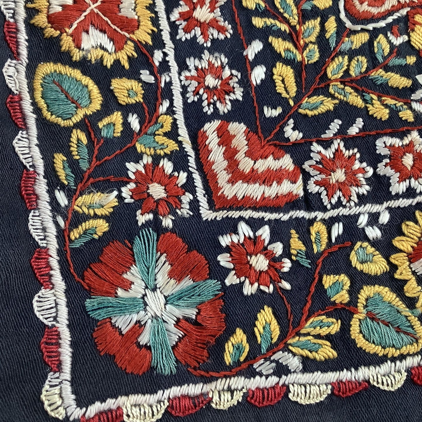 1920s Embroidered Apron Multi / Cotton / Vintage 1920s