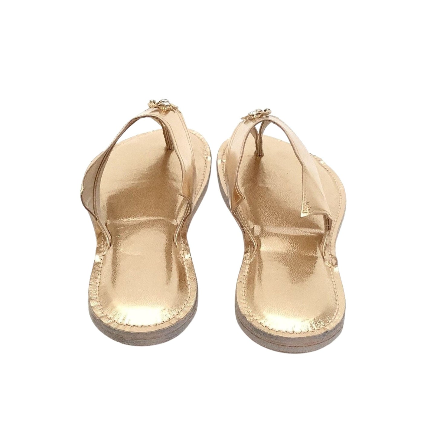 1940s Art Deco Sandals 9 / Gold / Vintage 1940s
