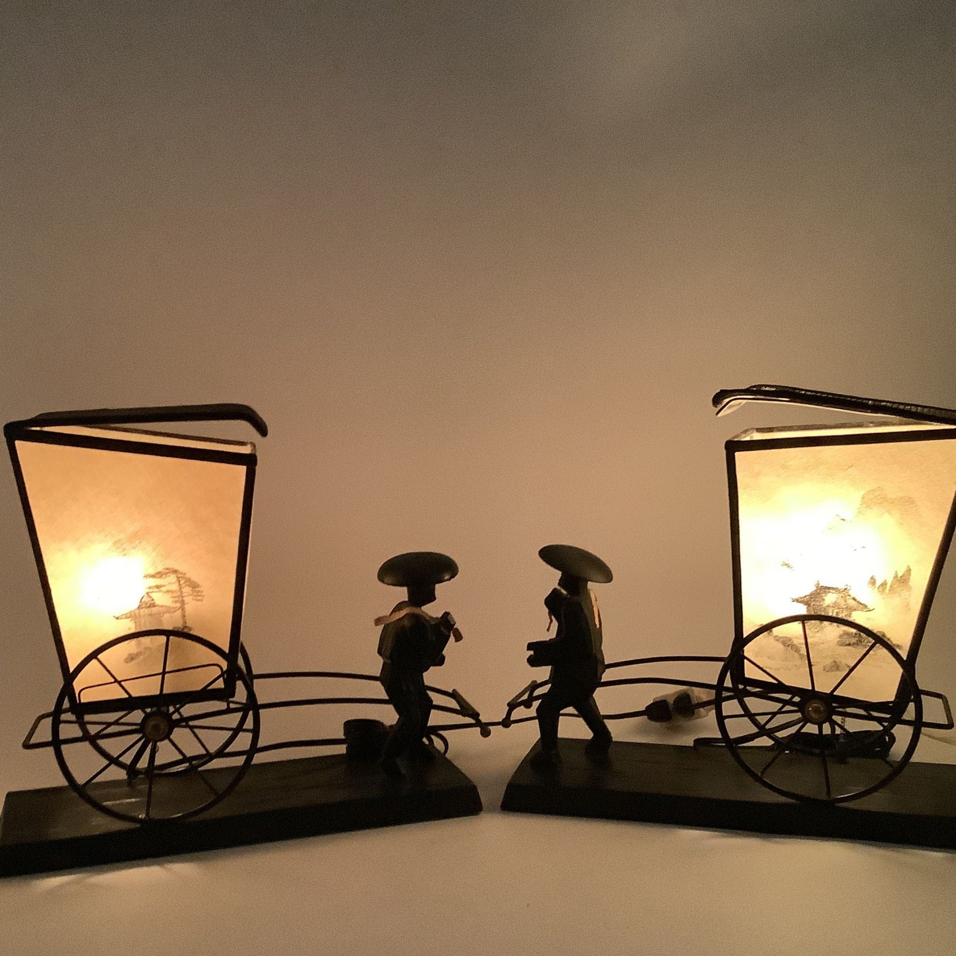 1940s Asian Figurine Lamps Black / Mixed / Vintage 1940s