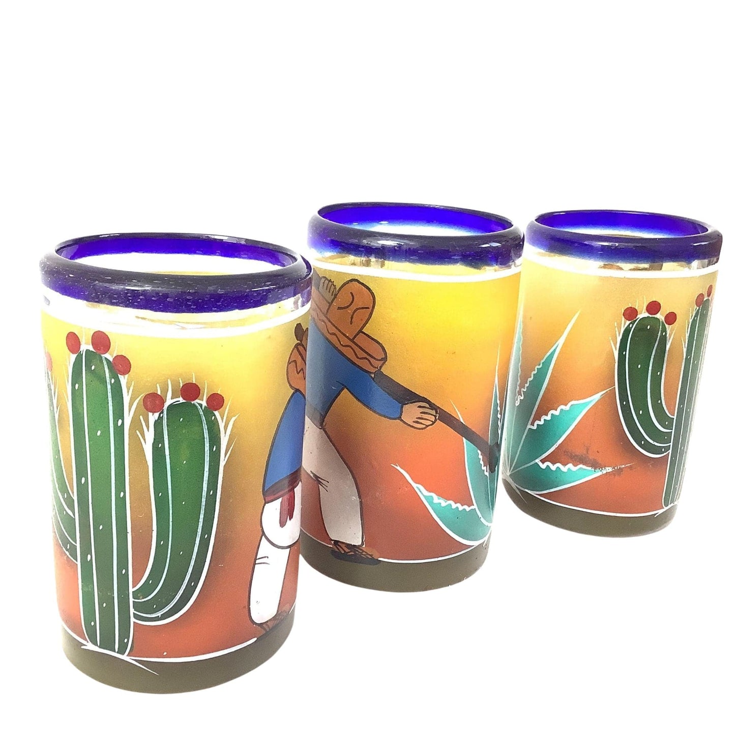 1940s Blown Glass Tumblers Multicolor / Glass