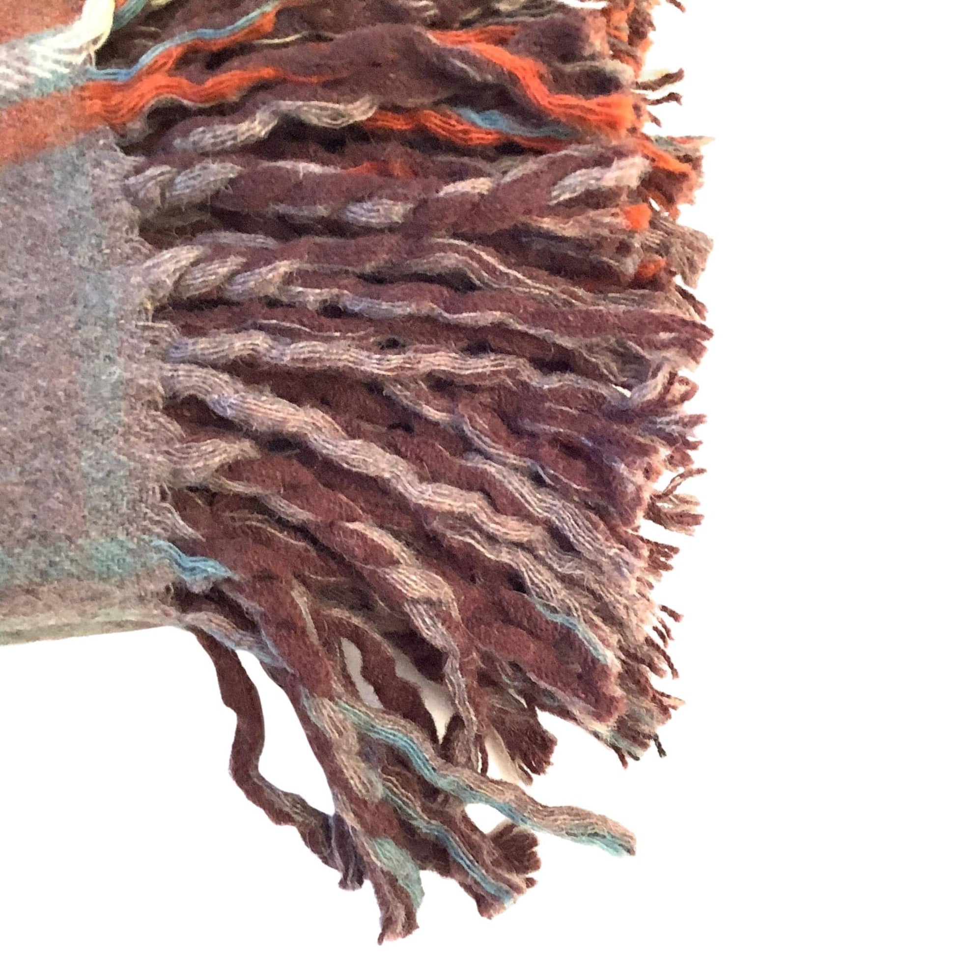 1940s Fringed Wool Blanket Multi / Wool / Vintage 1940s