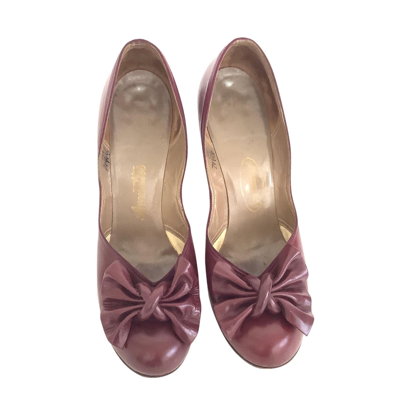 1940s Pump Shoes 7.5 / Burgundy / Vintage 1940s
