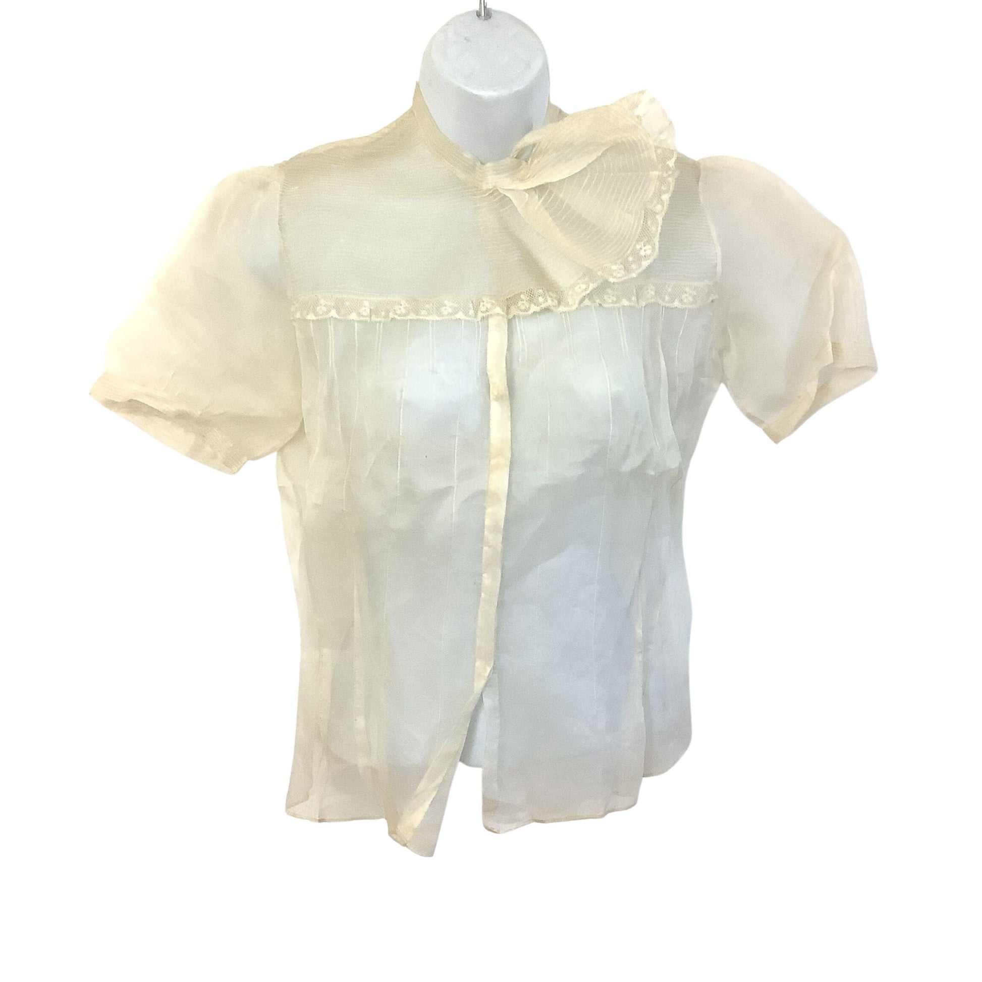 1940s Transparent Blouse Small/ Beige/ Classic