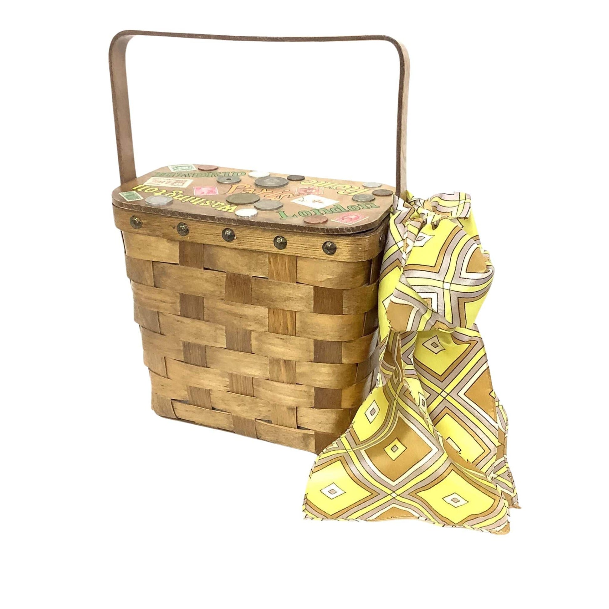 1950s Novelty Basket Bag Multi / Wood / Vintage 1950s