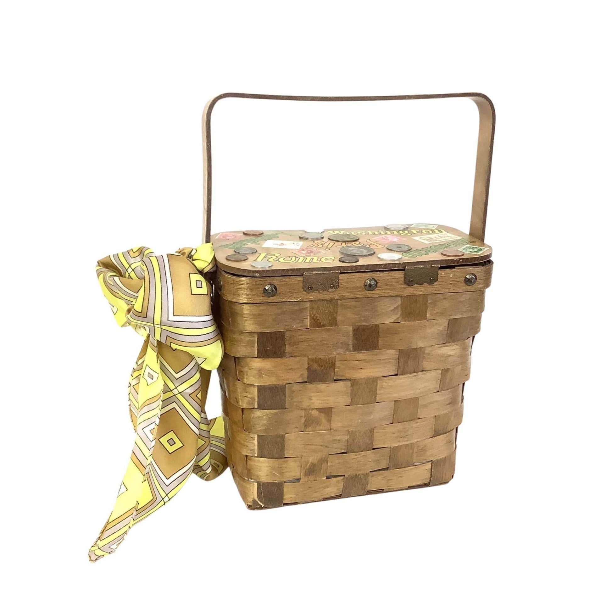 1950s Novelty Basket Bag Multi / Wood / Vintage 1950s