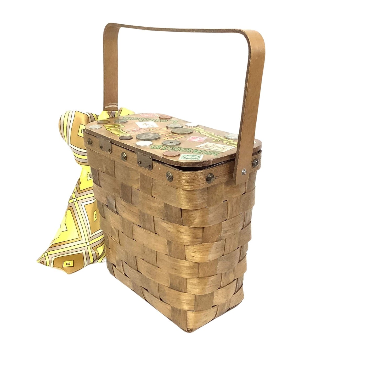 1950s Novelty Basket Bag Multi / Wood / Vintage 1950s