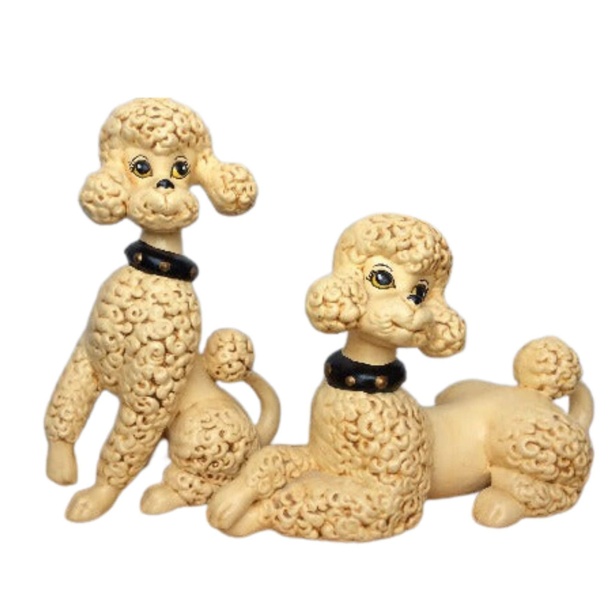 1950s Poodle Dog Figurines Yellow / Pottery / Vintage 1950s