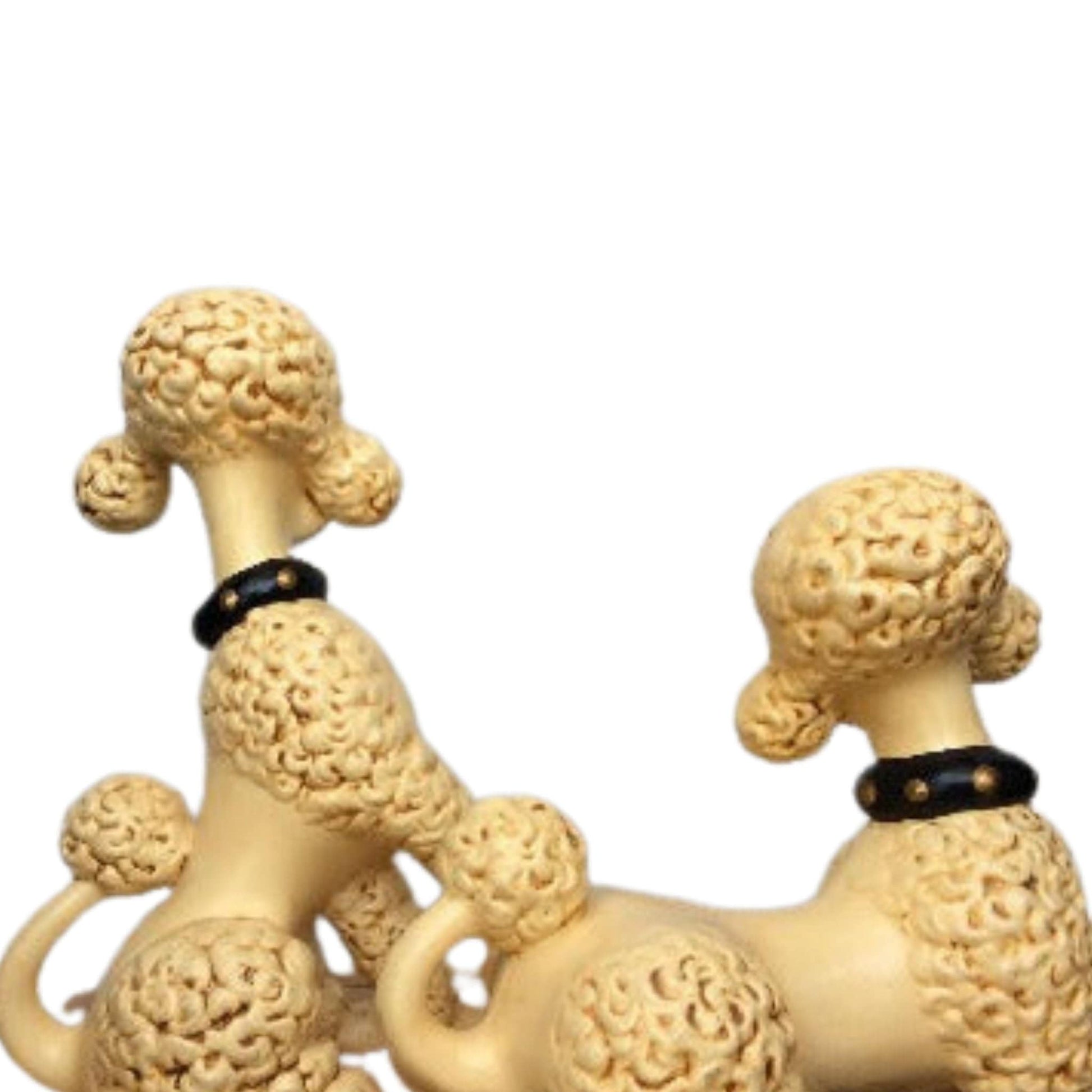 1950s Poodle Dog Figurines Yellow / Pottery / Vintage 1950s