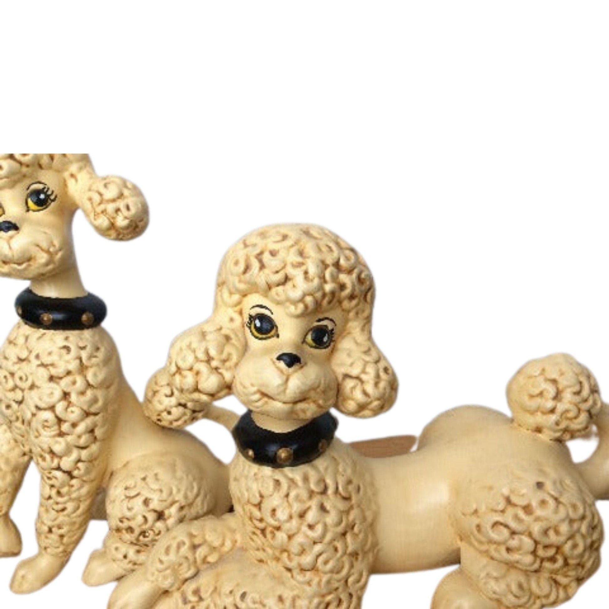 1950s Poodle Dog Figurines Yellow / Pottery / Vintage 1950s