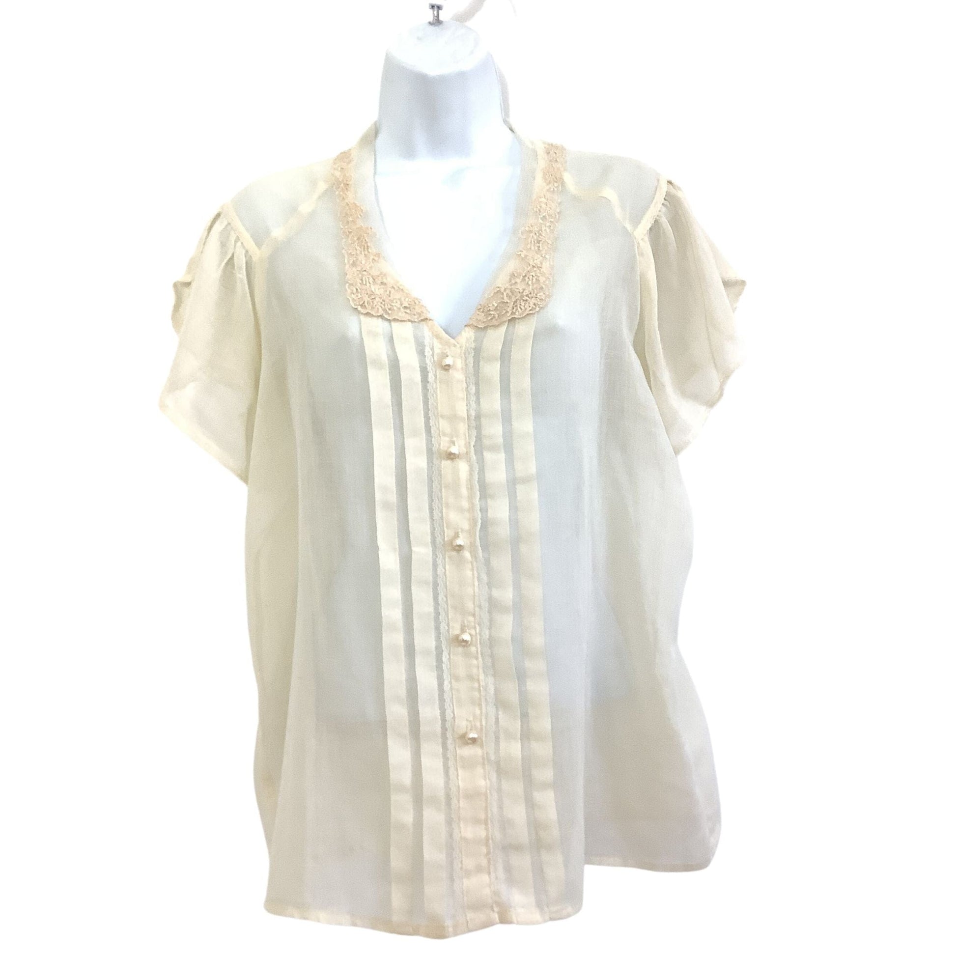 1950s See Through Blouse Medium / Beige / Vintage 1950s