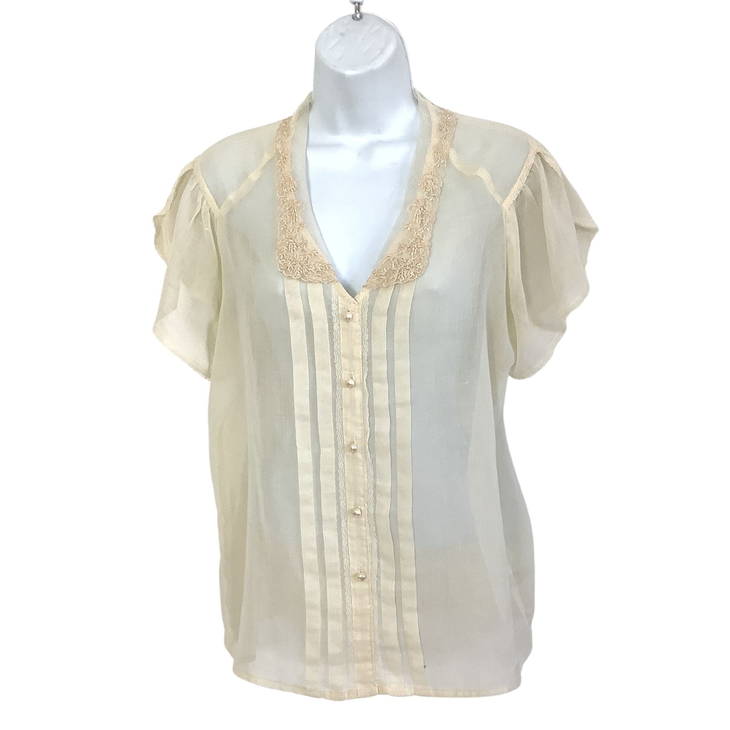 1950s See Through Blouse Medium / Beige / Vintage 1950s