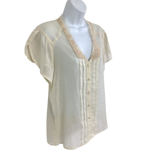 1950s See Through Blouse Medium / Beige / Vintage 1950s