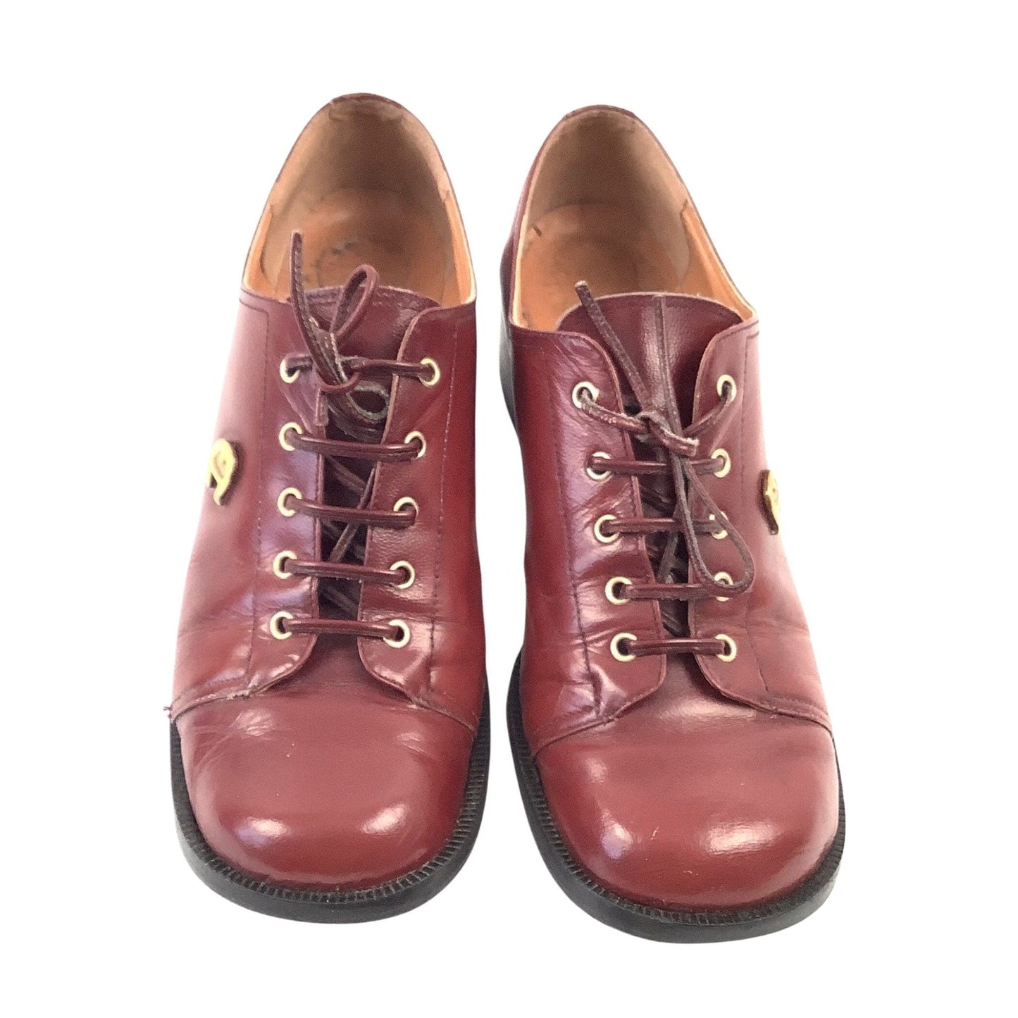 1960s Aigner Logo Oxfords 7.5 / Burgundy / Vintage 1960s