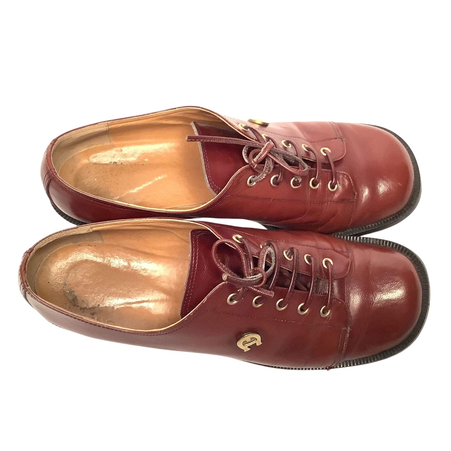 1960s Aigner Logo Oxfords 7.5 / Burgundy / Vintage 1960s