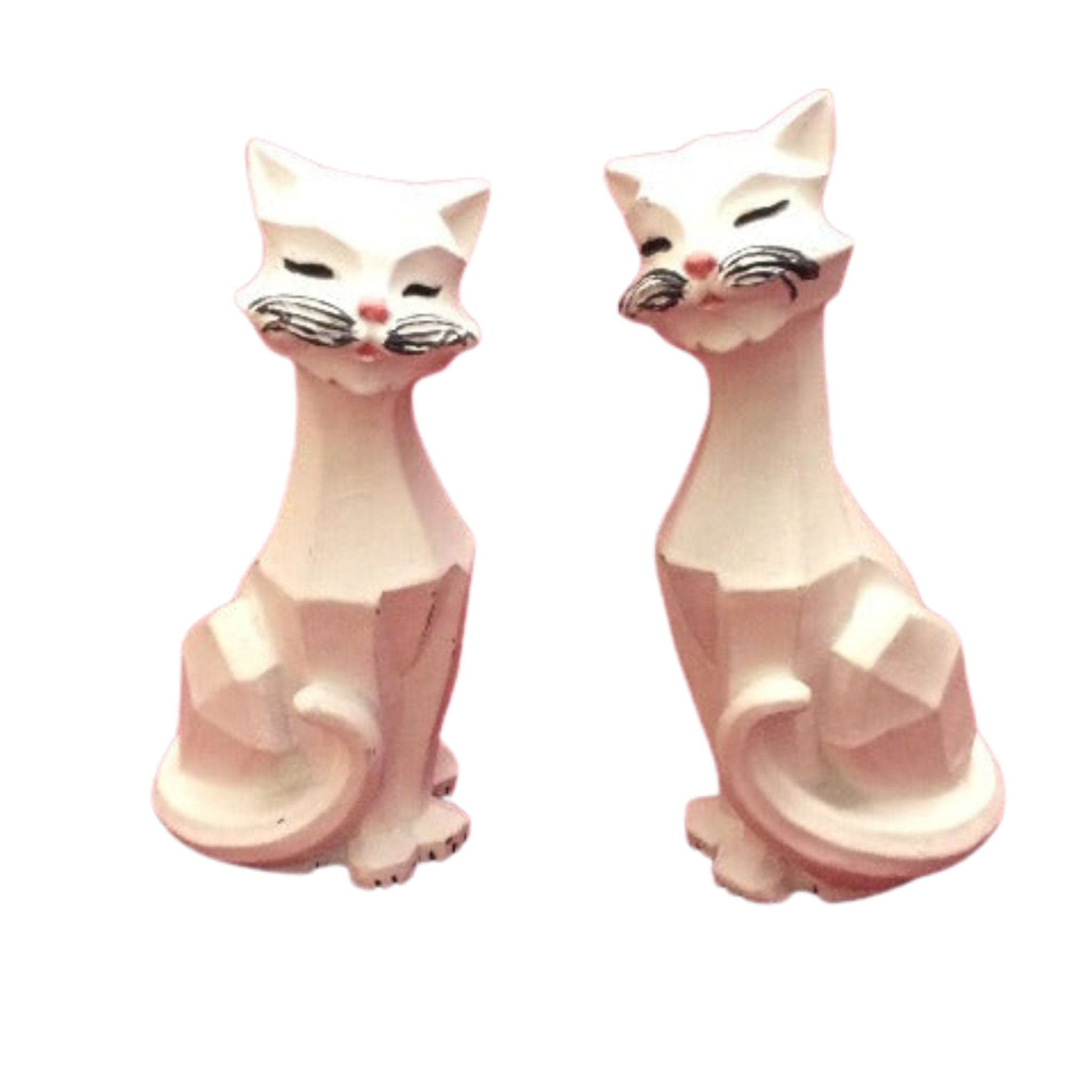 1960s Cubist Cat Figurines White / Resin / Vintage 1960s