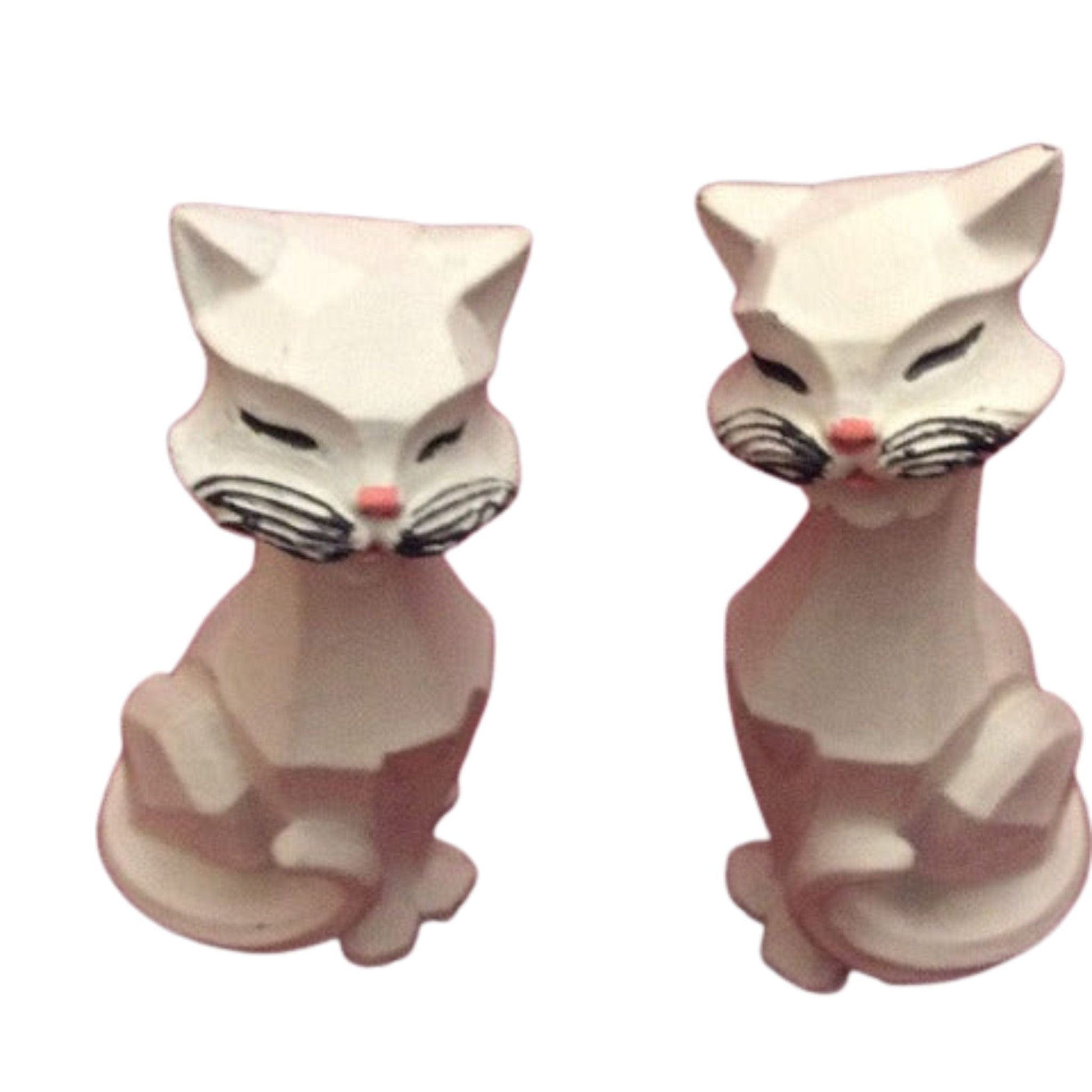 1960s Cubist Cat Figurines White / Resin / Vintage 1960s