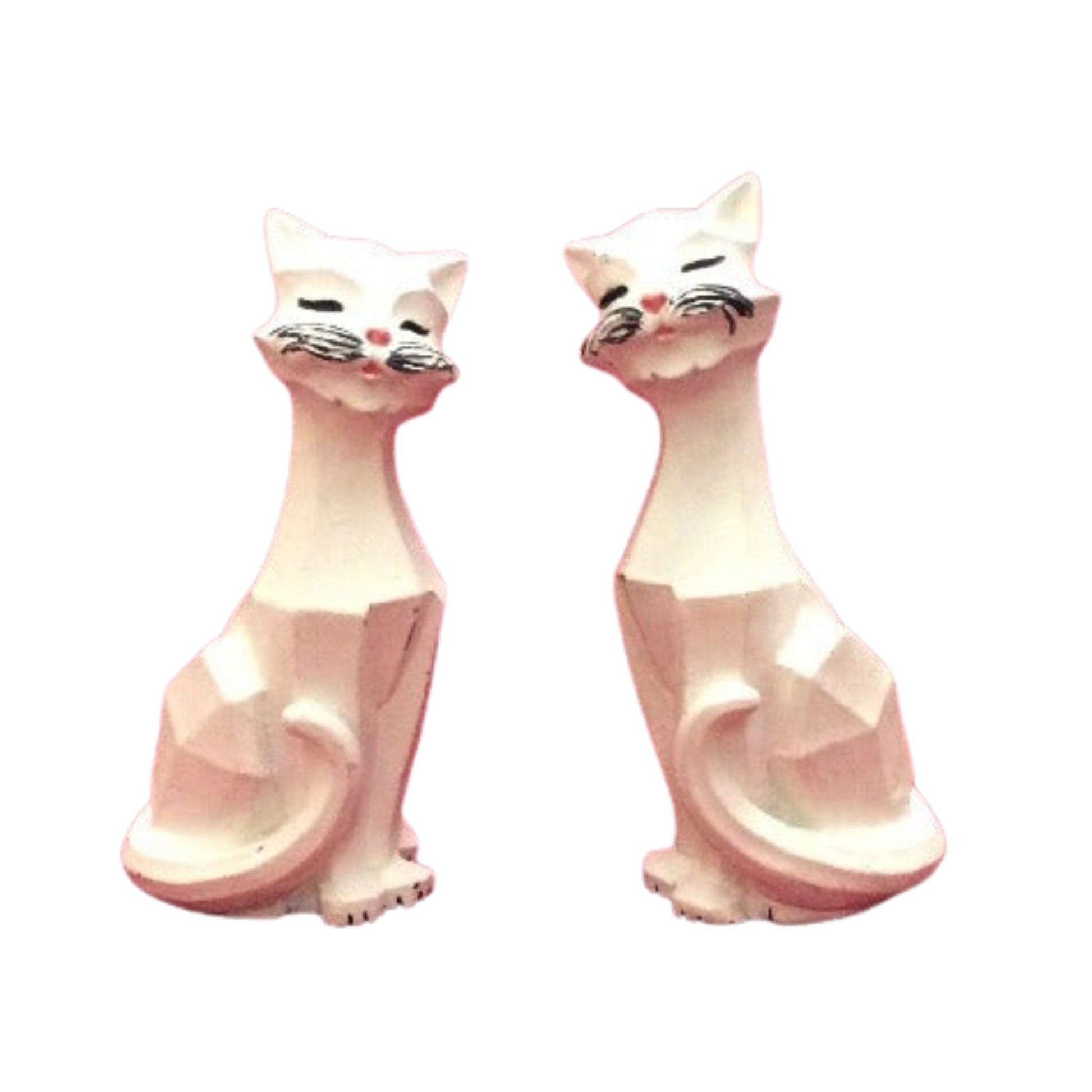 1960s Cubist Cat Figurines White / Resin / Vintage 1960s