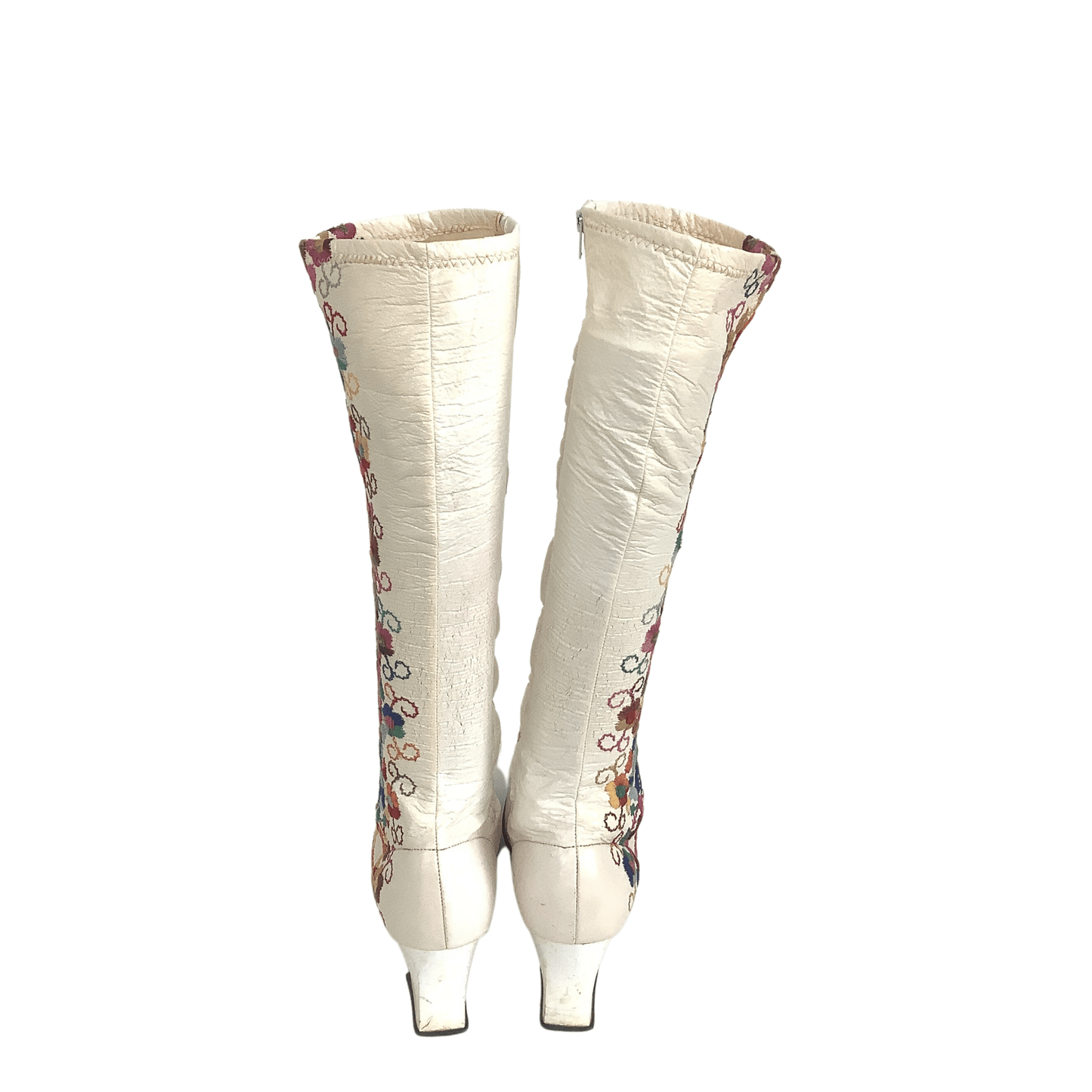 1960s Embroidered Boots 7.5 / Multi / Vintage 1960s