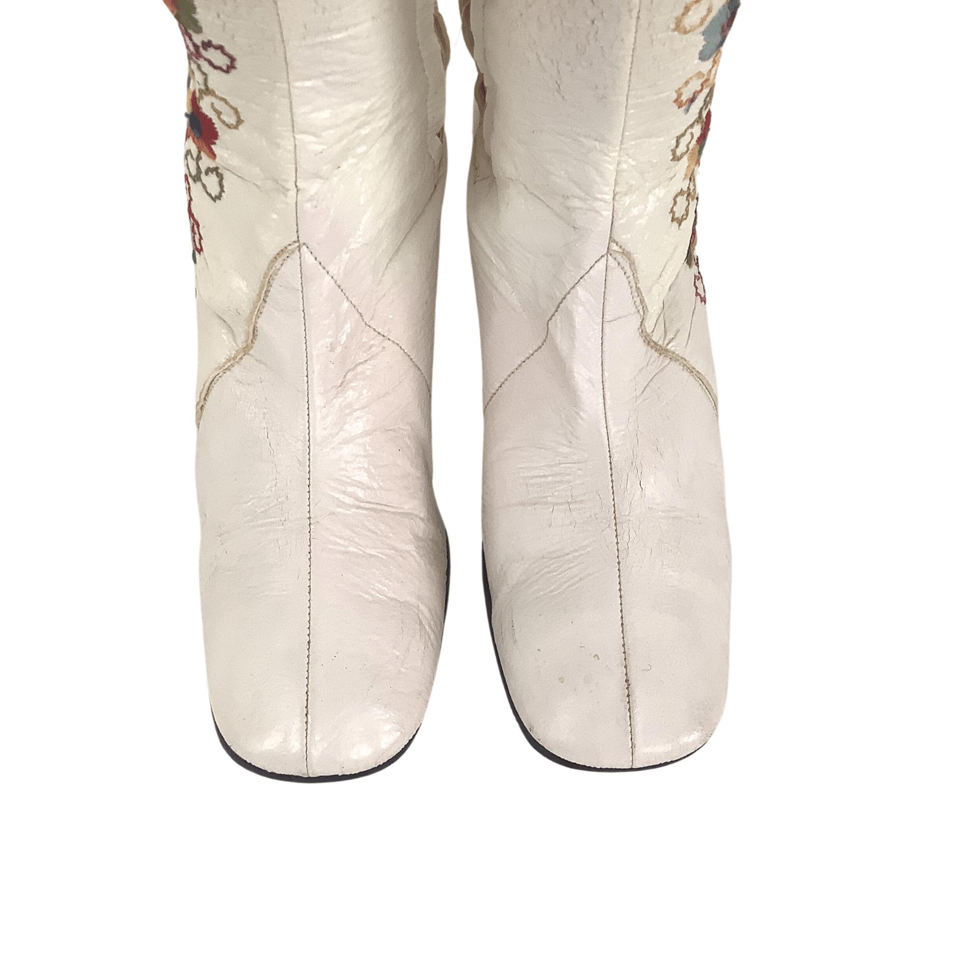 1960s Embroidered Boots 7.5 / Multi / Vintage 1960s