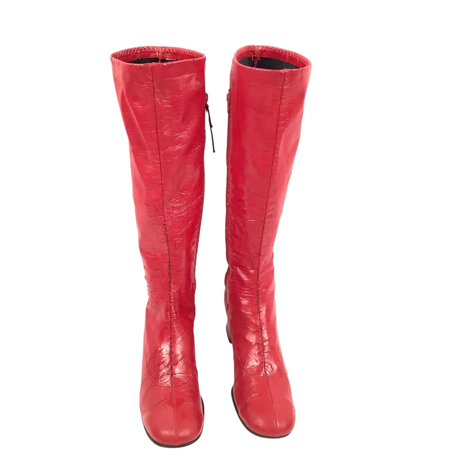 1960s Go-Go Fashion Boots 8 / Red / Vintage 1960s