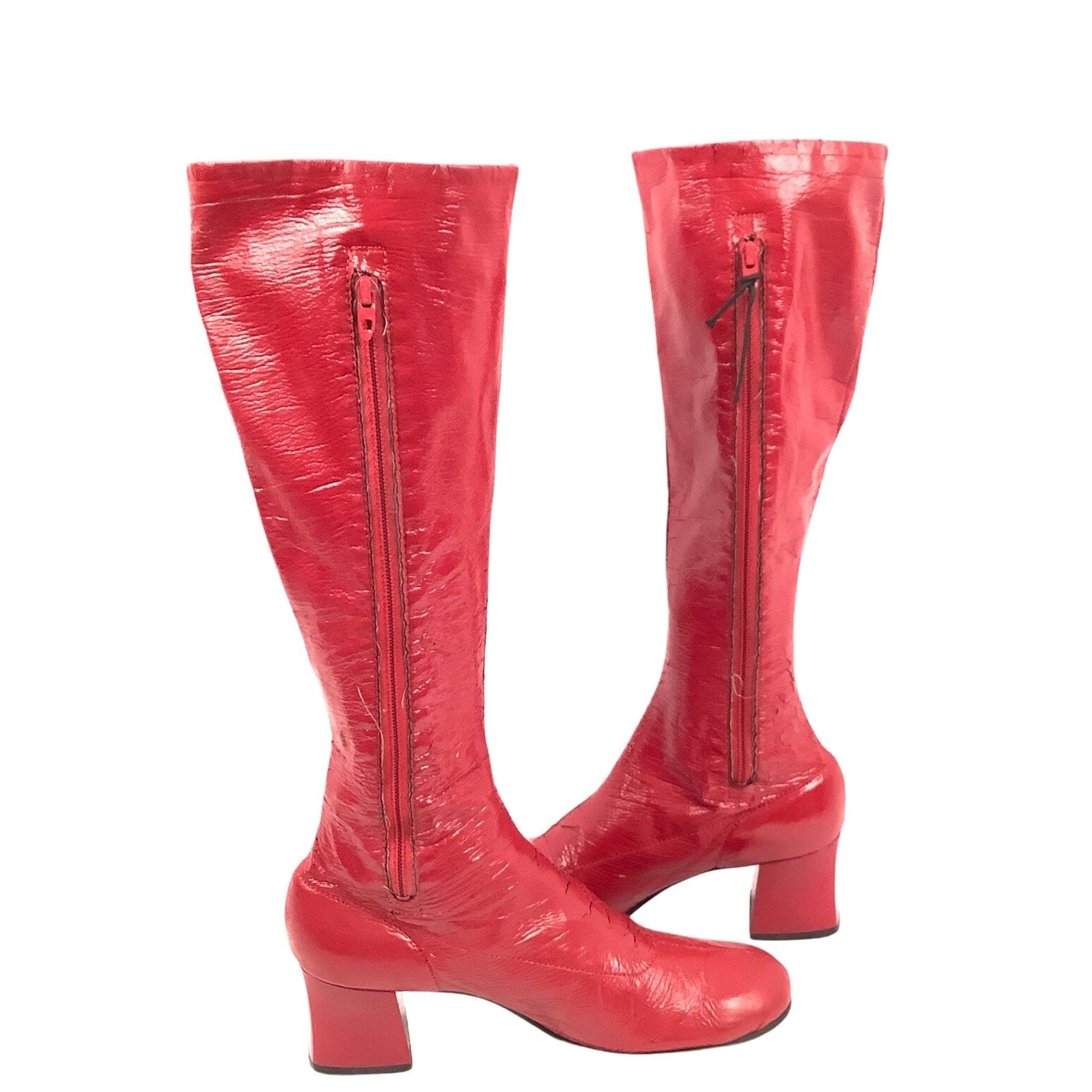 1960s Go-Go Fashion Boots 8 / Red / Vintage 1960s