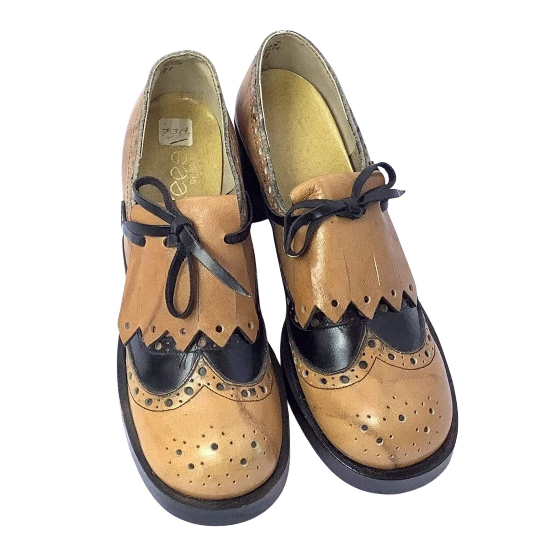 1960s Kiltie Brogue Loafers 6.5 / Mustard / Vintage 1960s