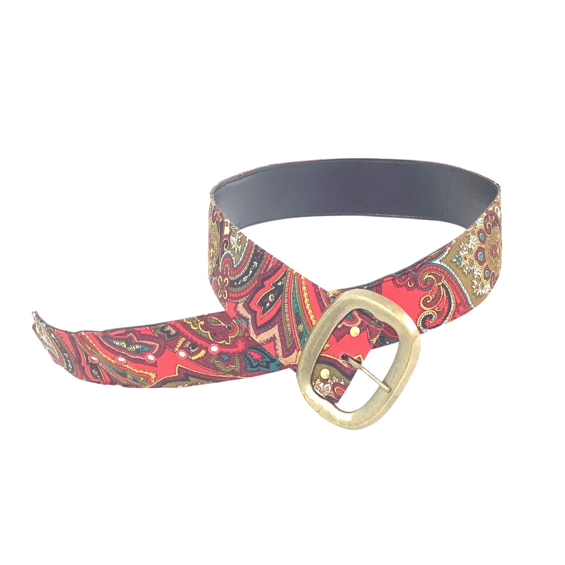 1970s Boho Fabric Belt Medium / Red / Vintage 1970s