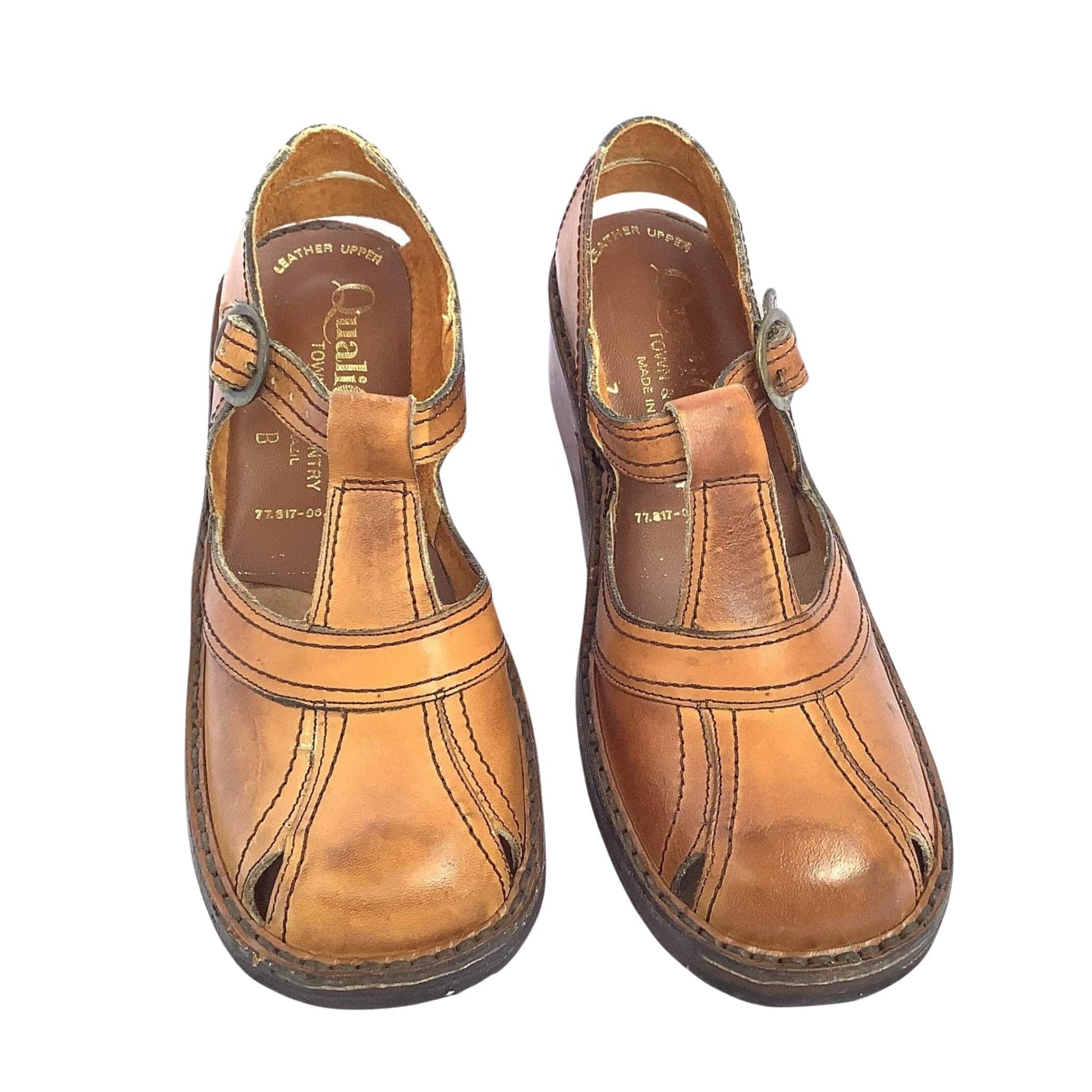1970s Chunky Mary Jane Shoes 6.5 / Tan / Vintage 1970s