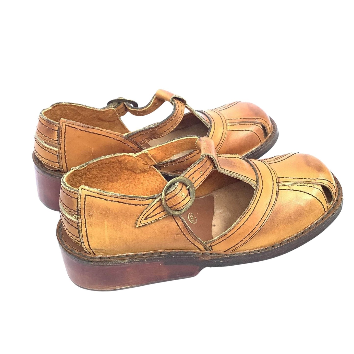 1970s Chunky Mary Jane Shoes 6.5 / Tan / Vintage 1970s