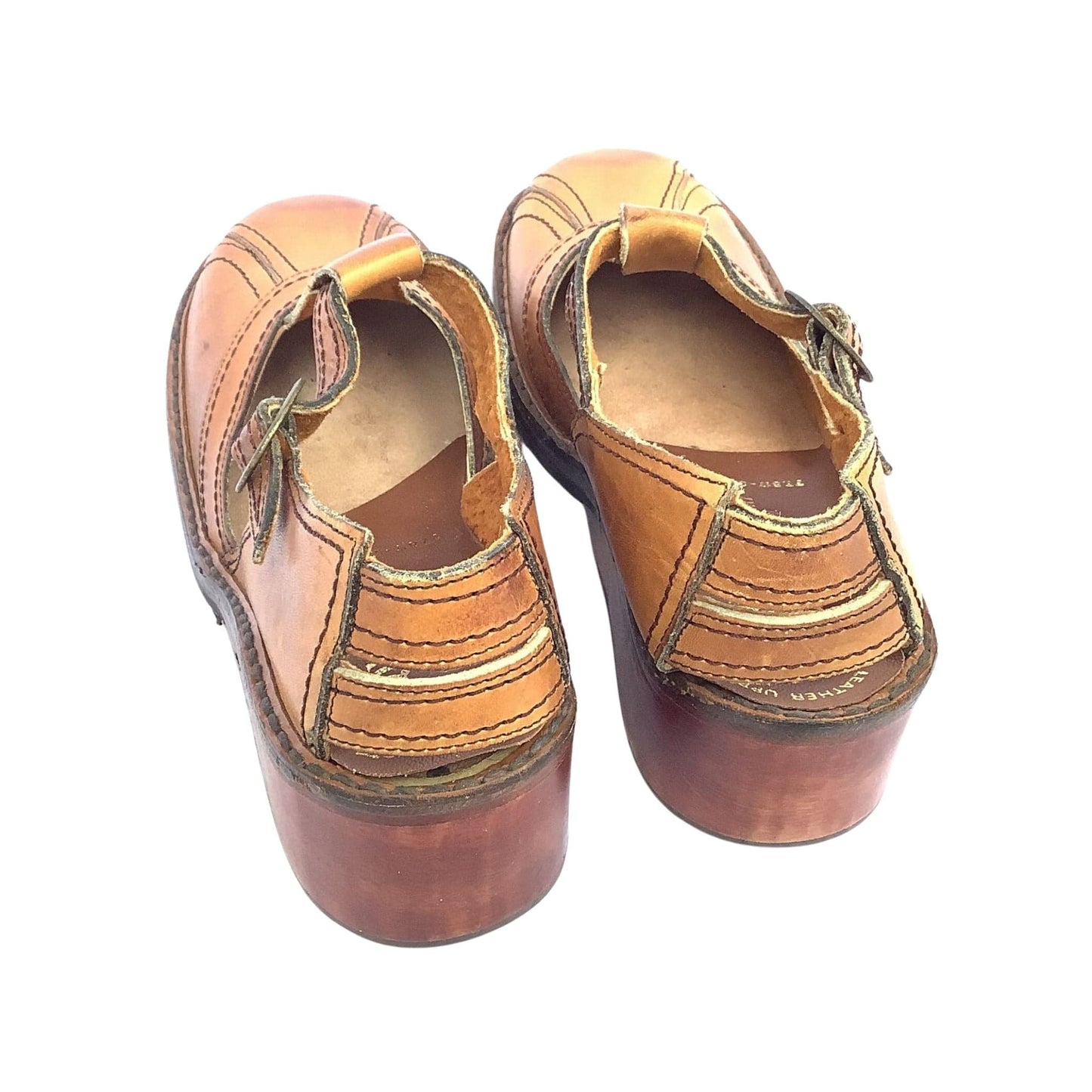 1970s Chunky Mary Jane Shoes 6.5 / Tan / Vintage 1970s