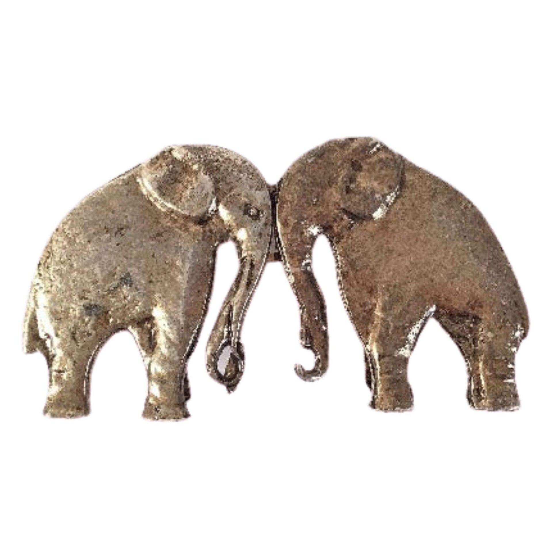 1970s Elephants Belt Buckle Large / Metal / Vintage 1970s