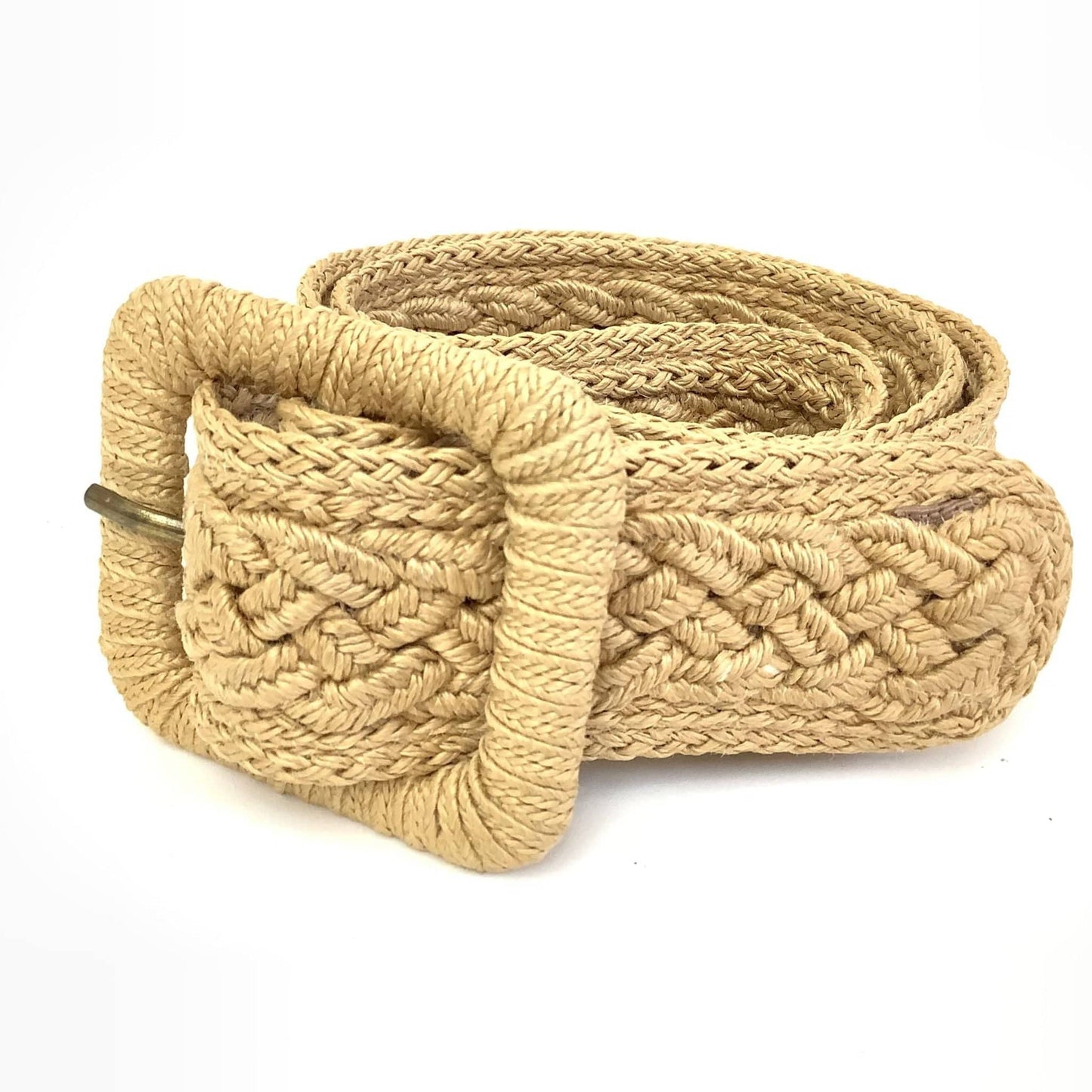 1970s Hippie Jute Belt Medium / Tan / Vintage 1970s