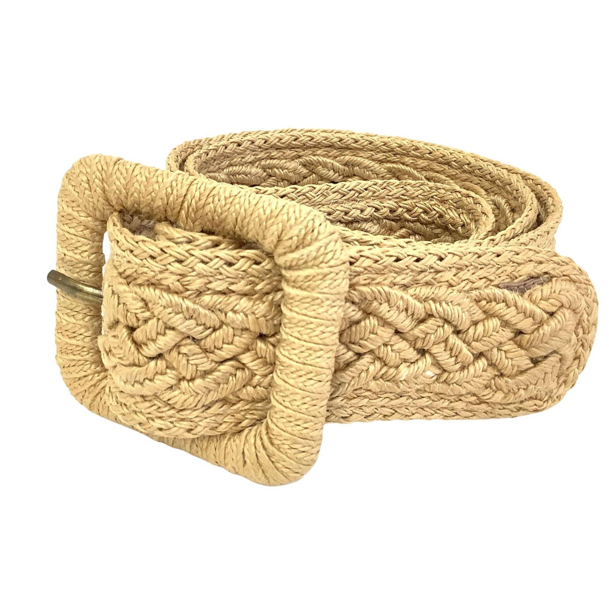 1970s Hippie Jute Belt Medium / Tan / Vintage 1970s