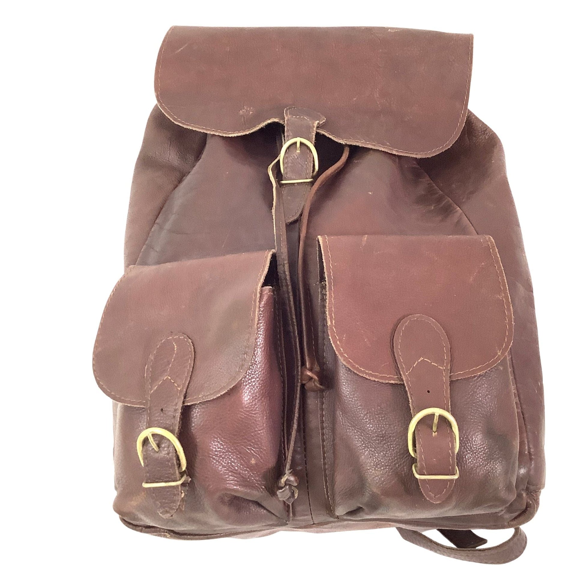 1970s Leather Backpack Brown / Leather / Vintage 1970s