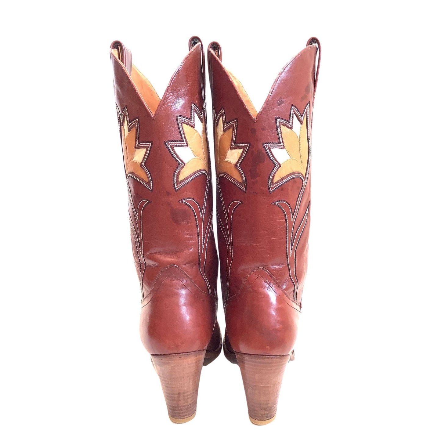 1970s Tulip Cowboy Boots 8.5 / Brown / Vintage 1970s