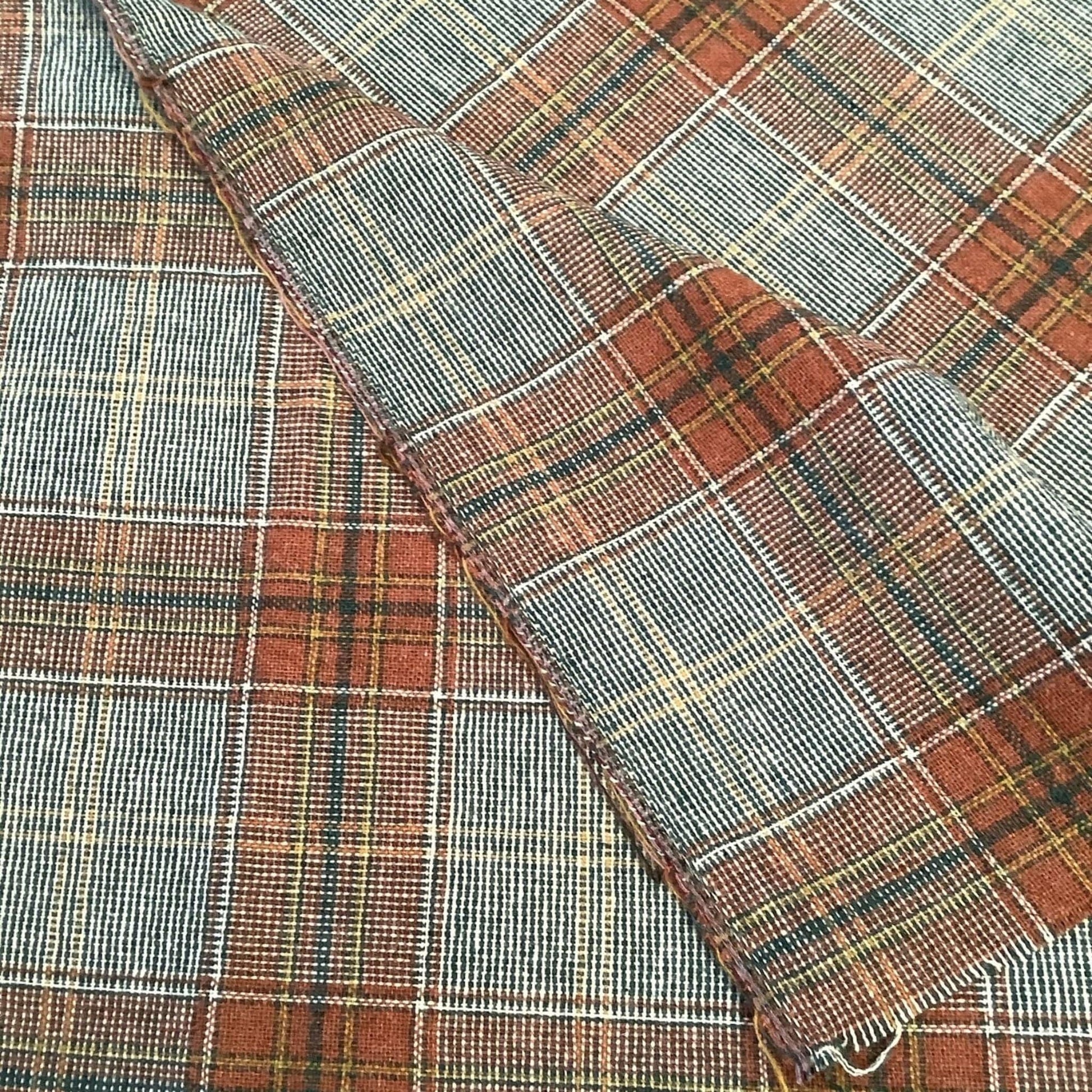 1970s Vintage Plaid Fabric Multi / Wool / Vintage 1970s