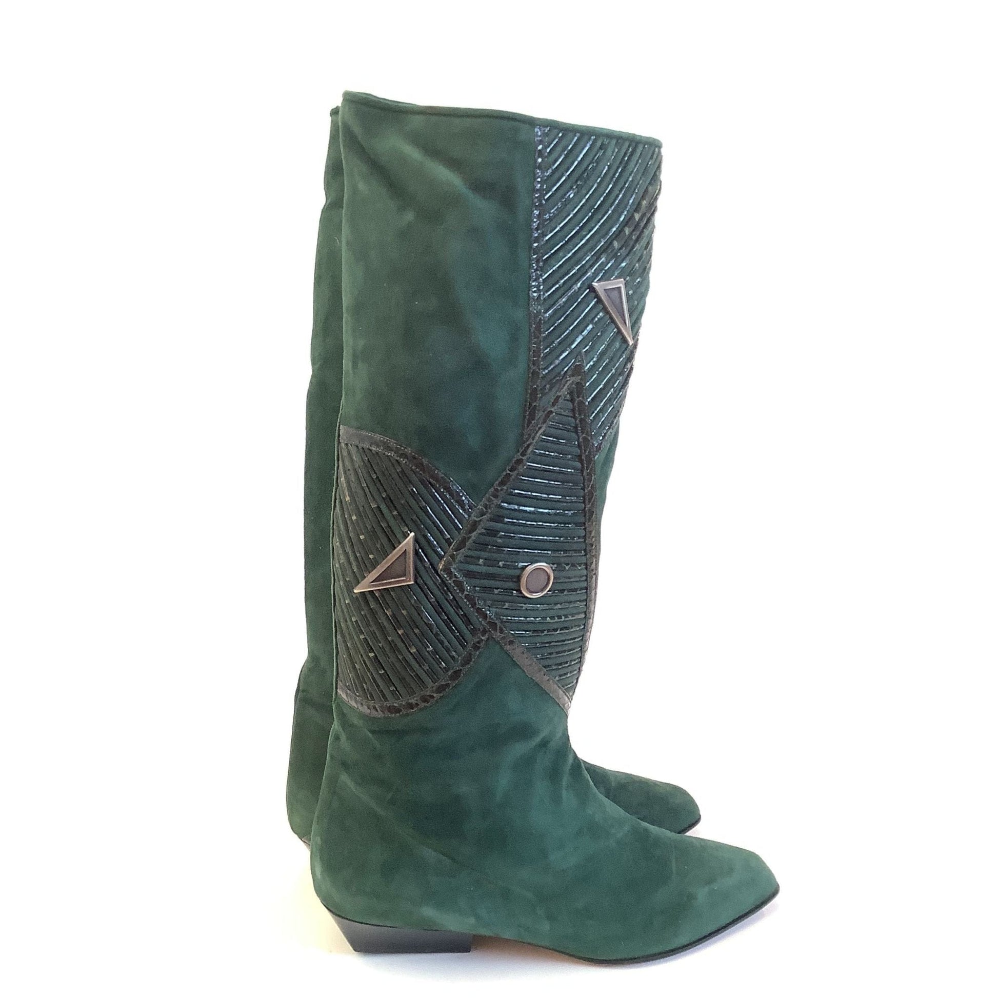 1980s Baroque Boots 9 / Green / Vintage 1980s