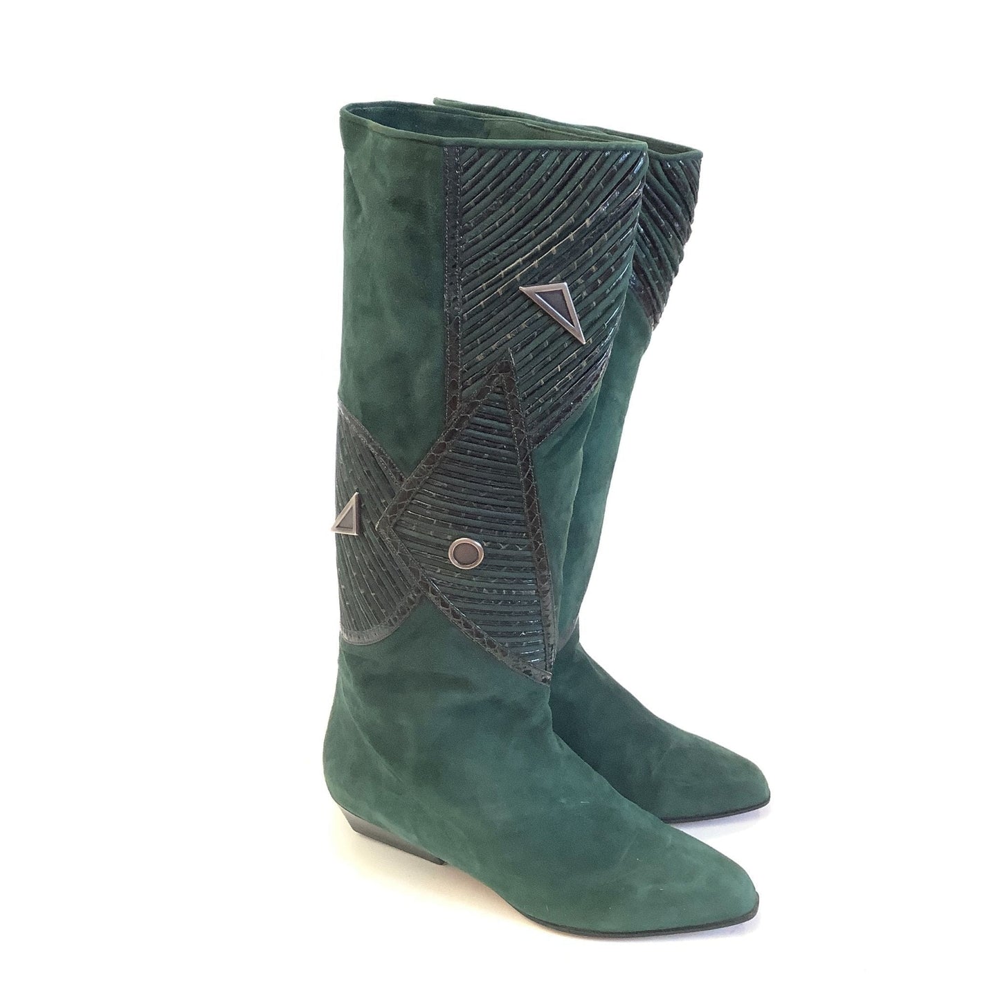 1980s Baroque Boots 9 / Green / Vintage 1980s