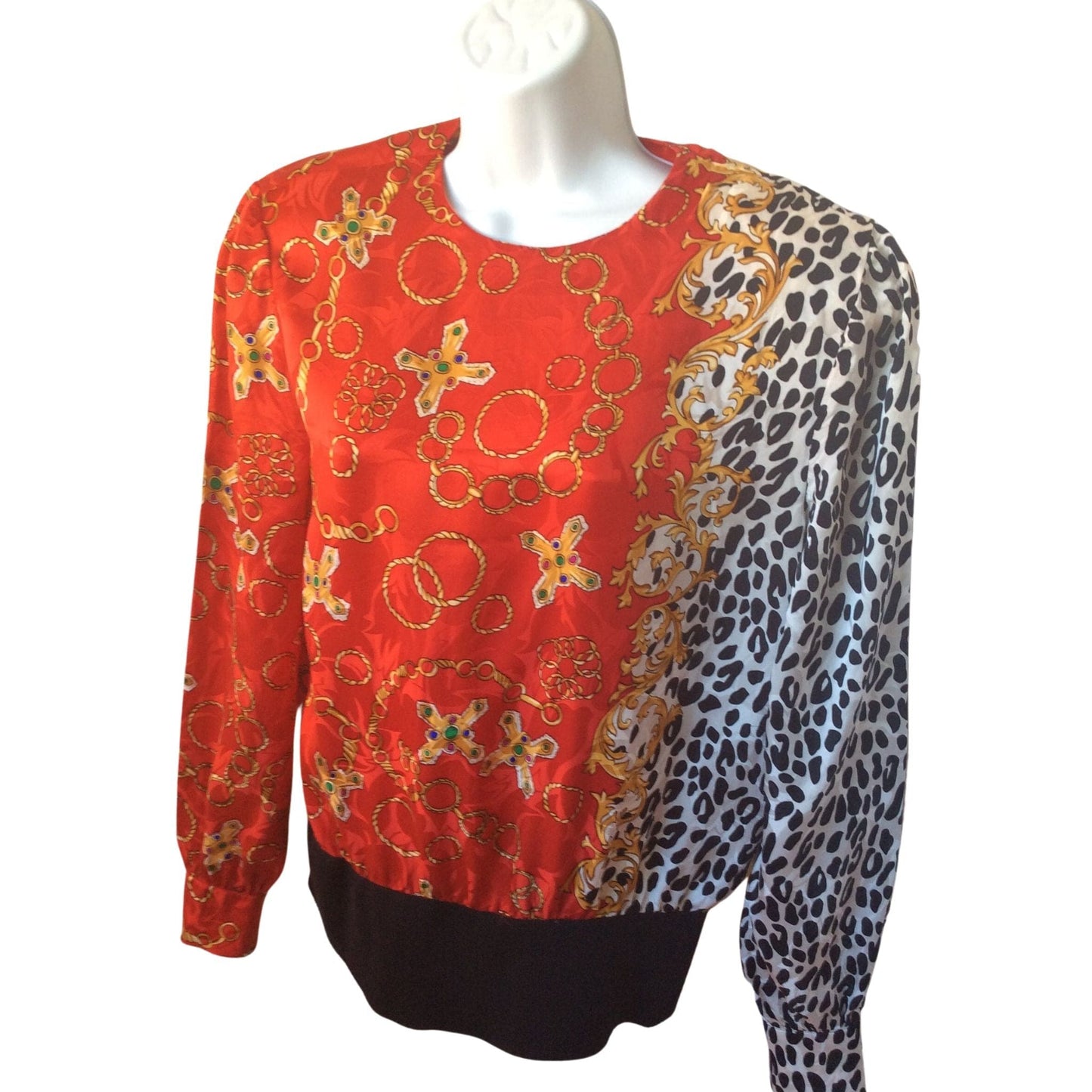 1980s Baroque Silk Blouse Small / Multi / Vintage 1980s