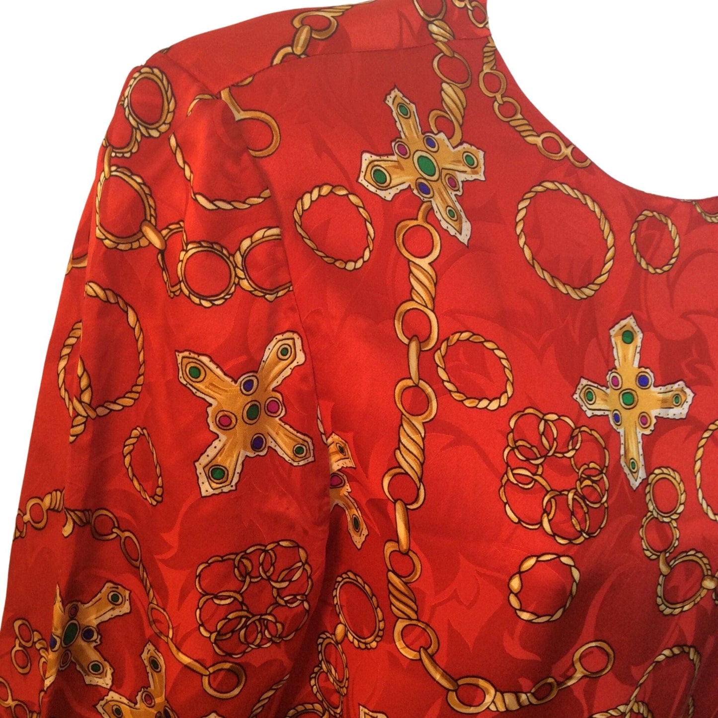 1980s Baroque Silk Blouse Small / Multi / Vintage 1980s