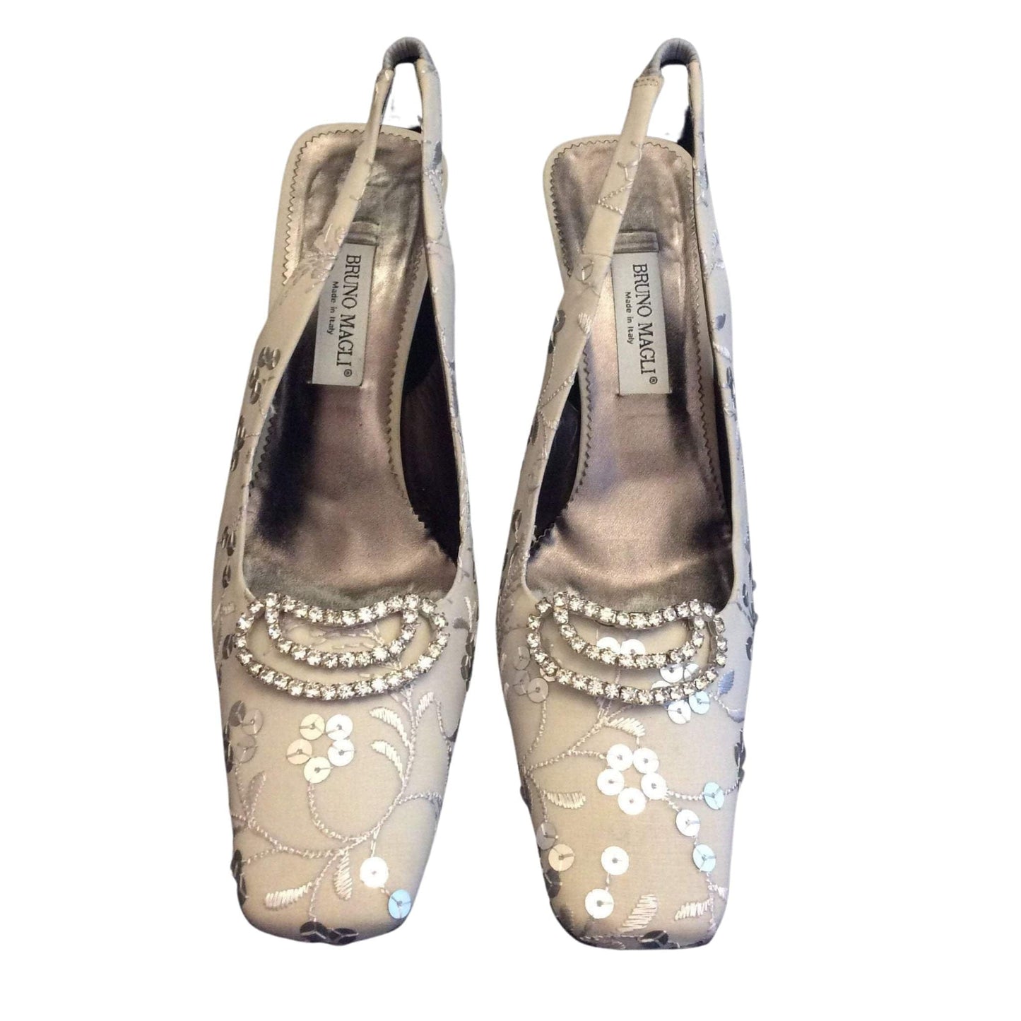 1980s Bridal Gray Heels 7.5 / Silver / Vintage 1980s