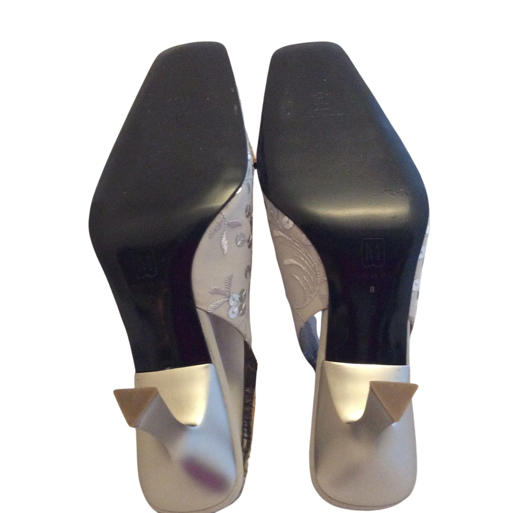 1980s Bridal Gray Heels 7.5 / Silver / Vintage 1980s