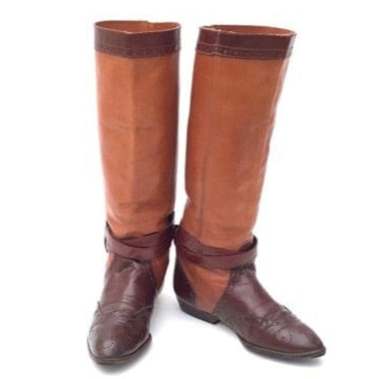 1980s Brown Leather Boots 7 / Brown / Vintage 1980s