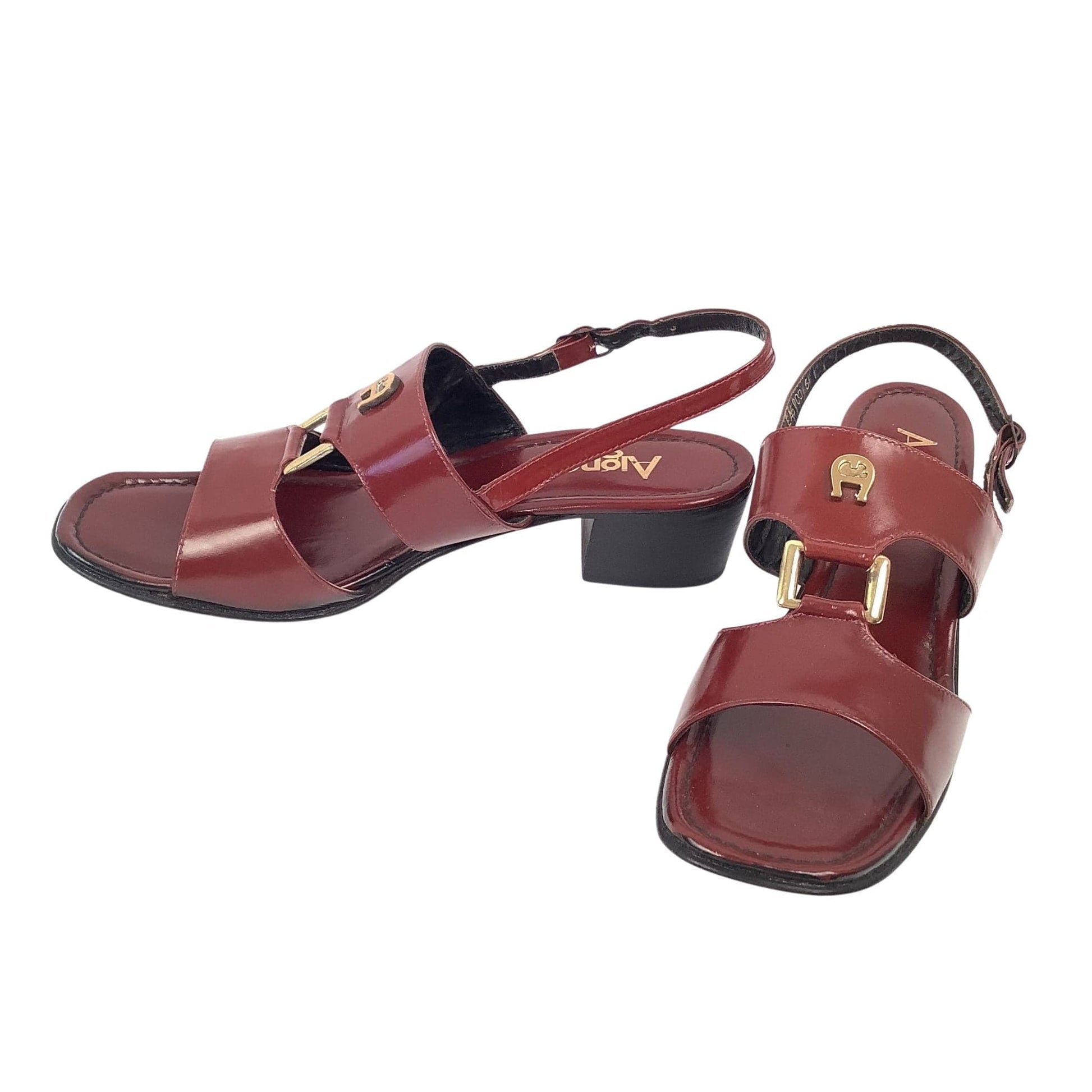 1980s Etienne Aigner Sandals 8 / Burgundy / Vintage 1980s