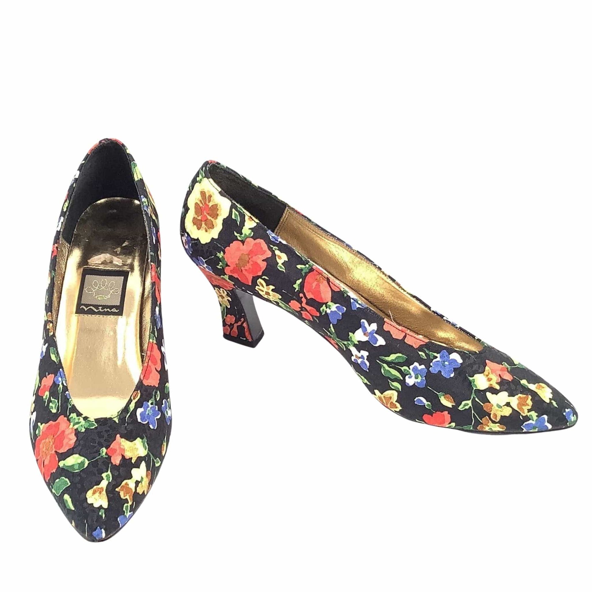 1980s Floral Pump Shoes 8.5 / Multi / Vintage 1980s