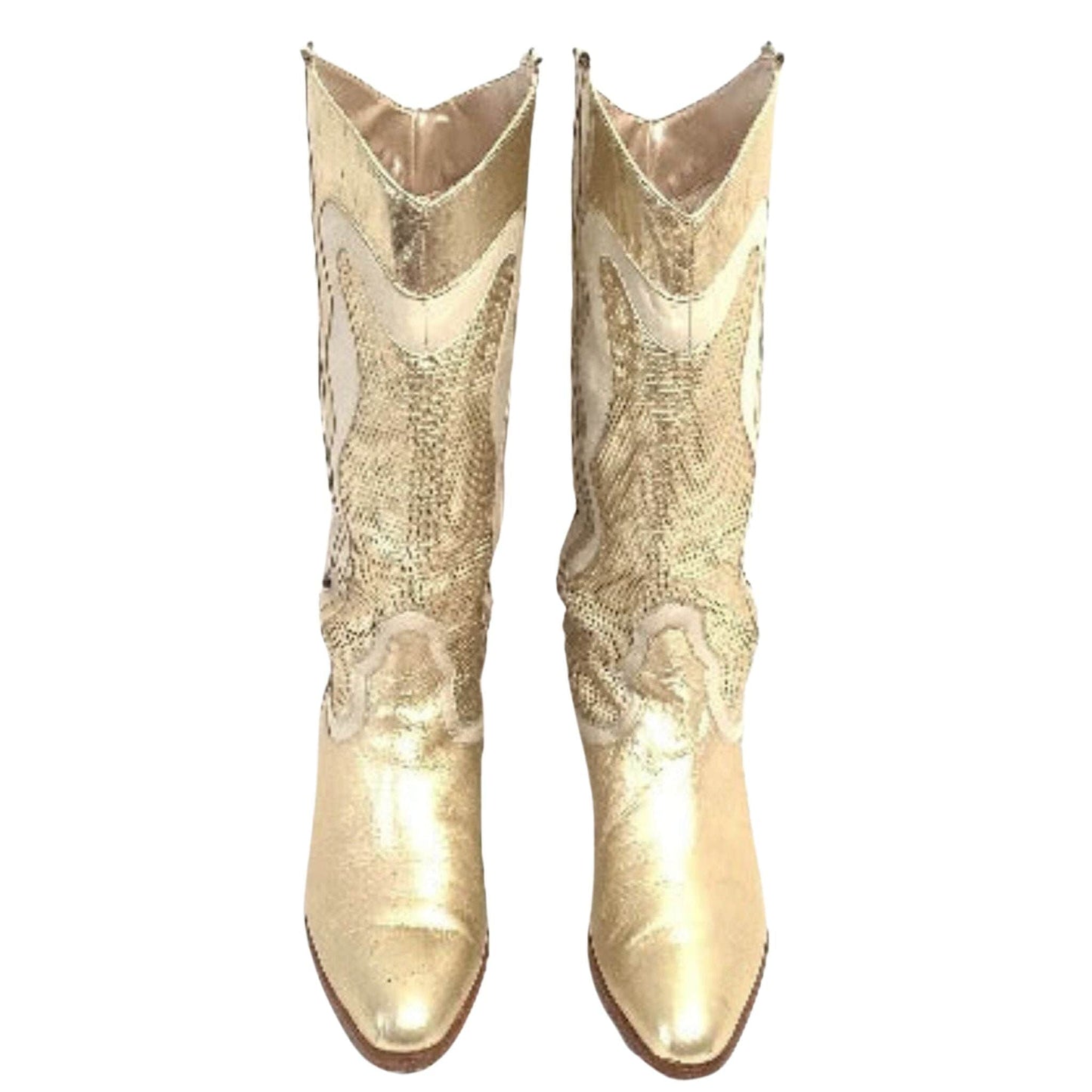 1980s Gold Cowboy Boots 7 / Gold / Vintage 1980s