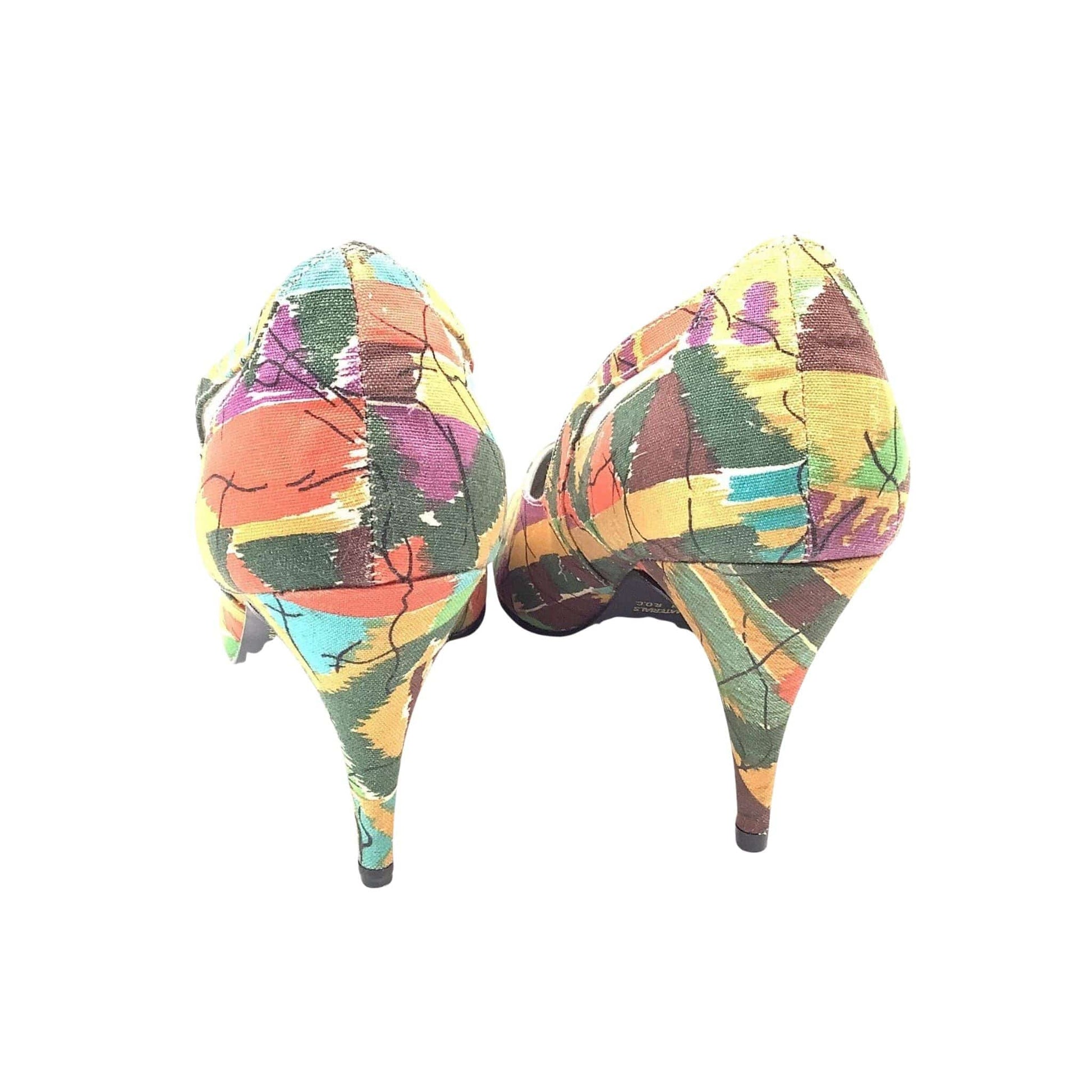 1980s Graffiti Heels 8 / Multi / Vintage 1980s