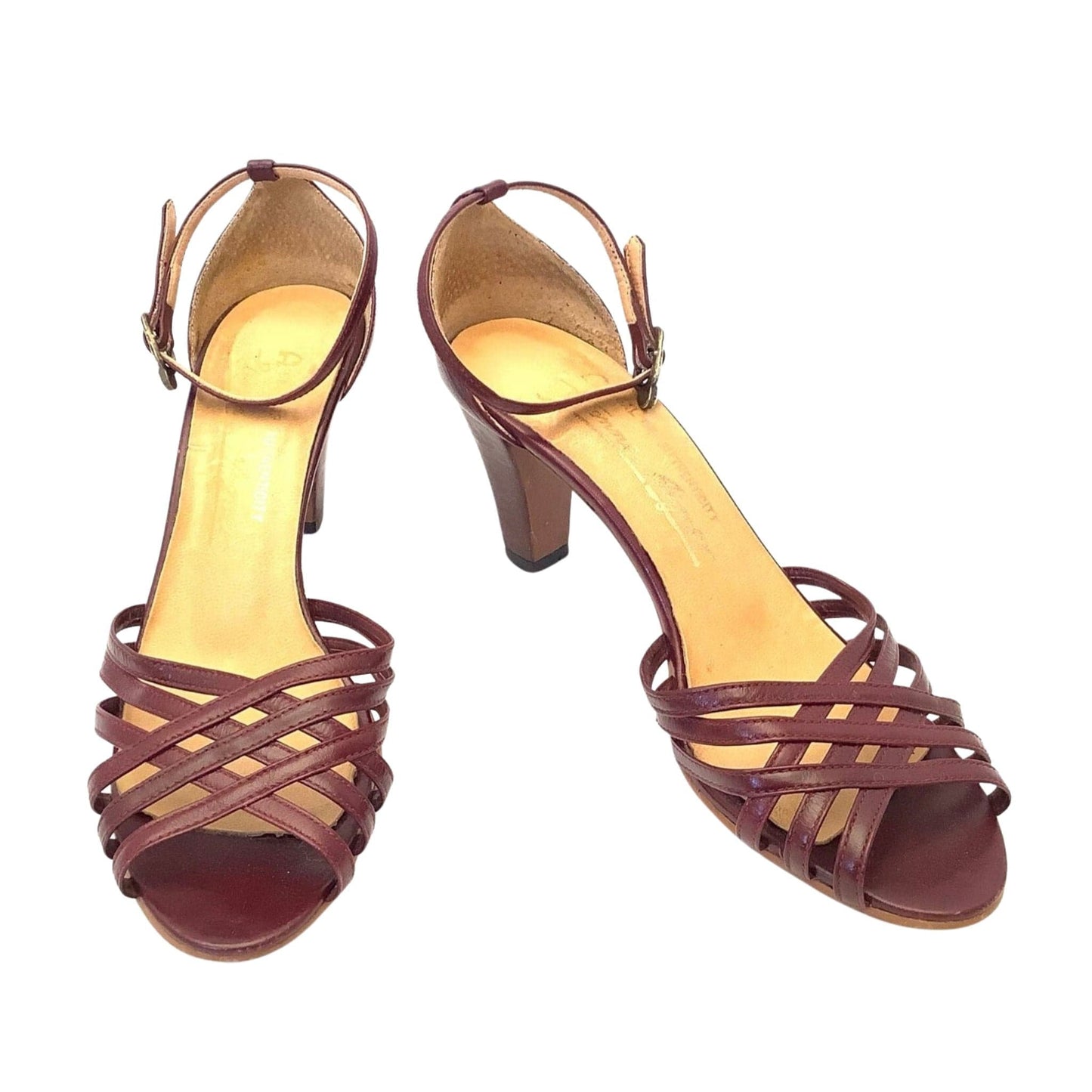 1980s Heeled Sandals 7 / Burgundy / Vintage 1980s