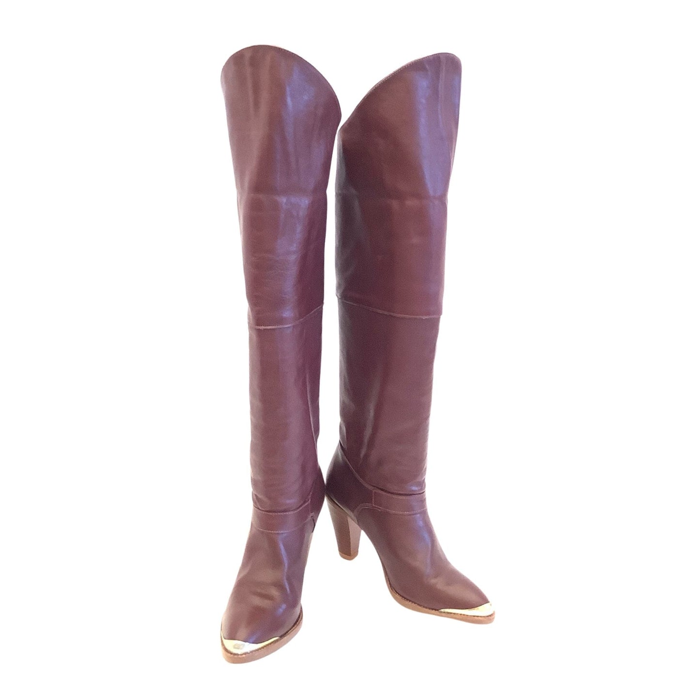 1980s Over the Knee Boots 6.5 / Burgundy / Vintage 1980s